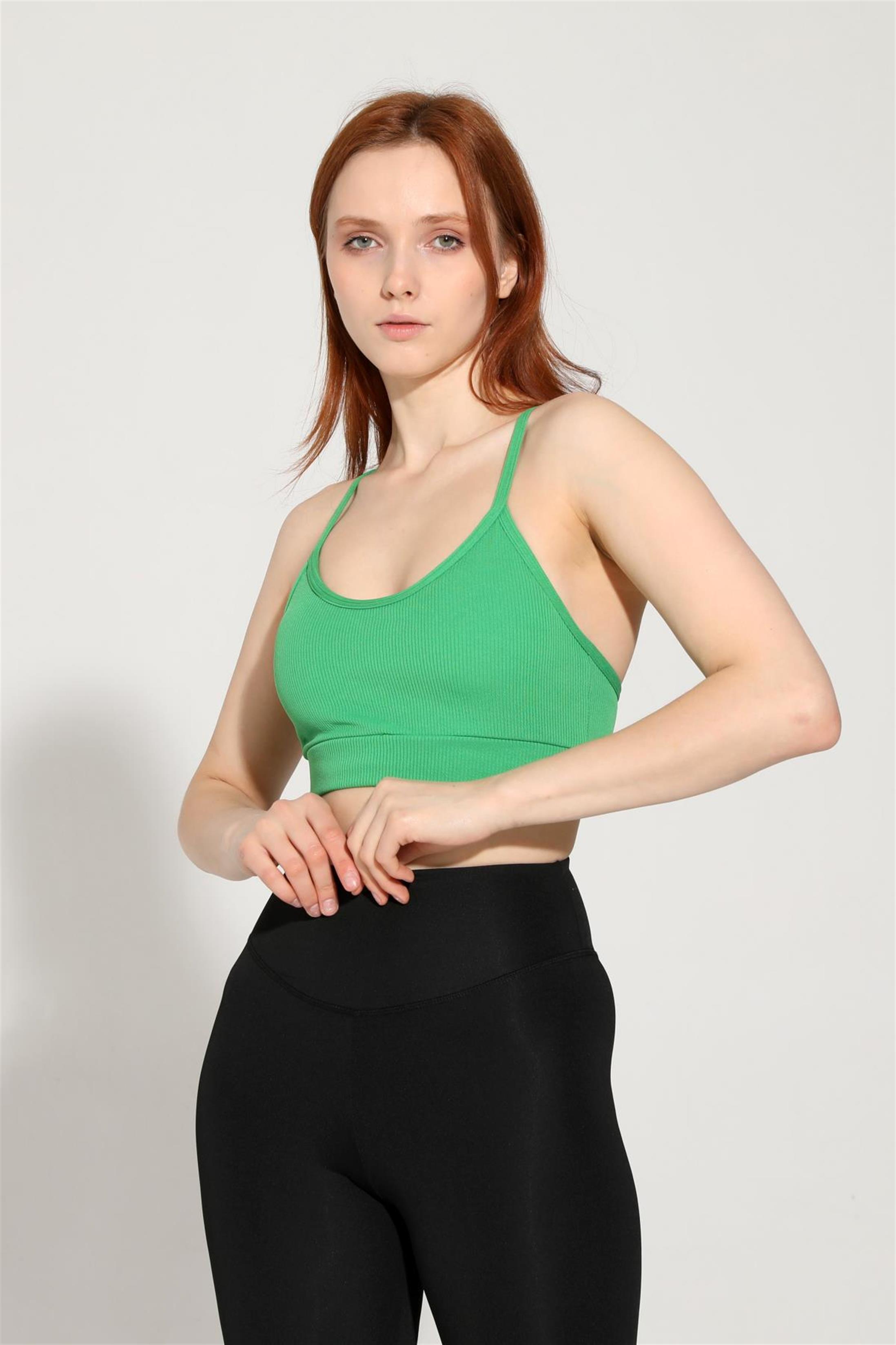 Kadın İp Askılı Fitilli Seamless Spor Büstiyer