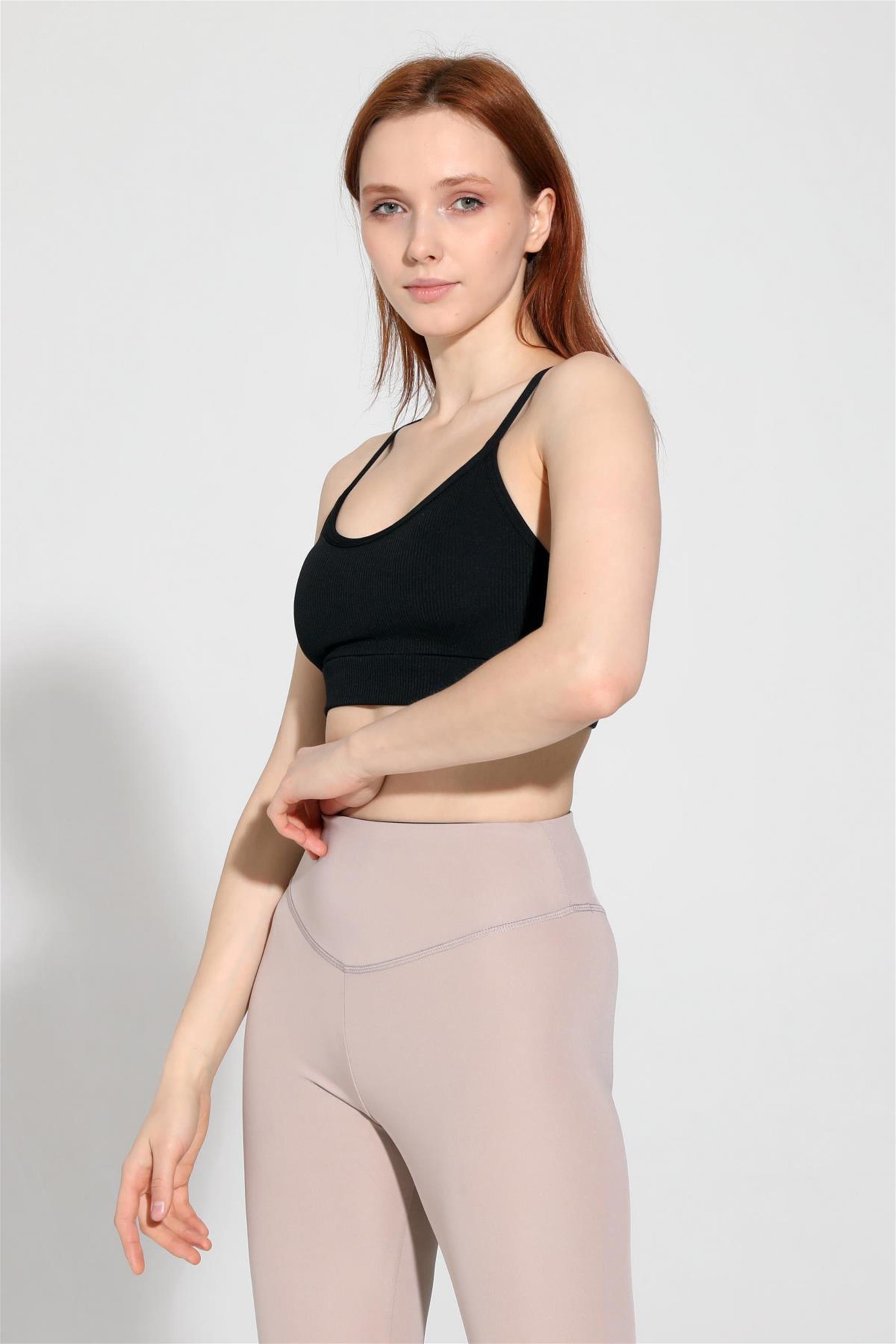 Kadın İp Askılı Fitilli Seamless Spor Büstiyer