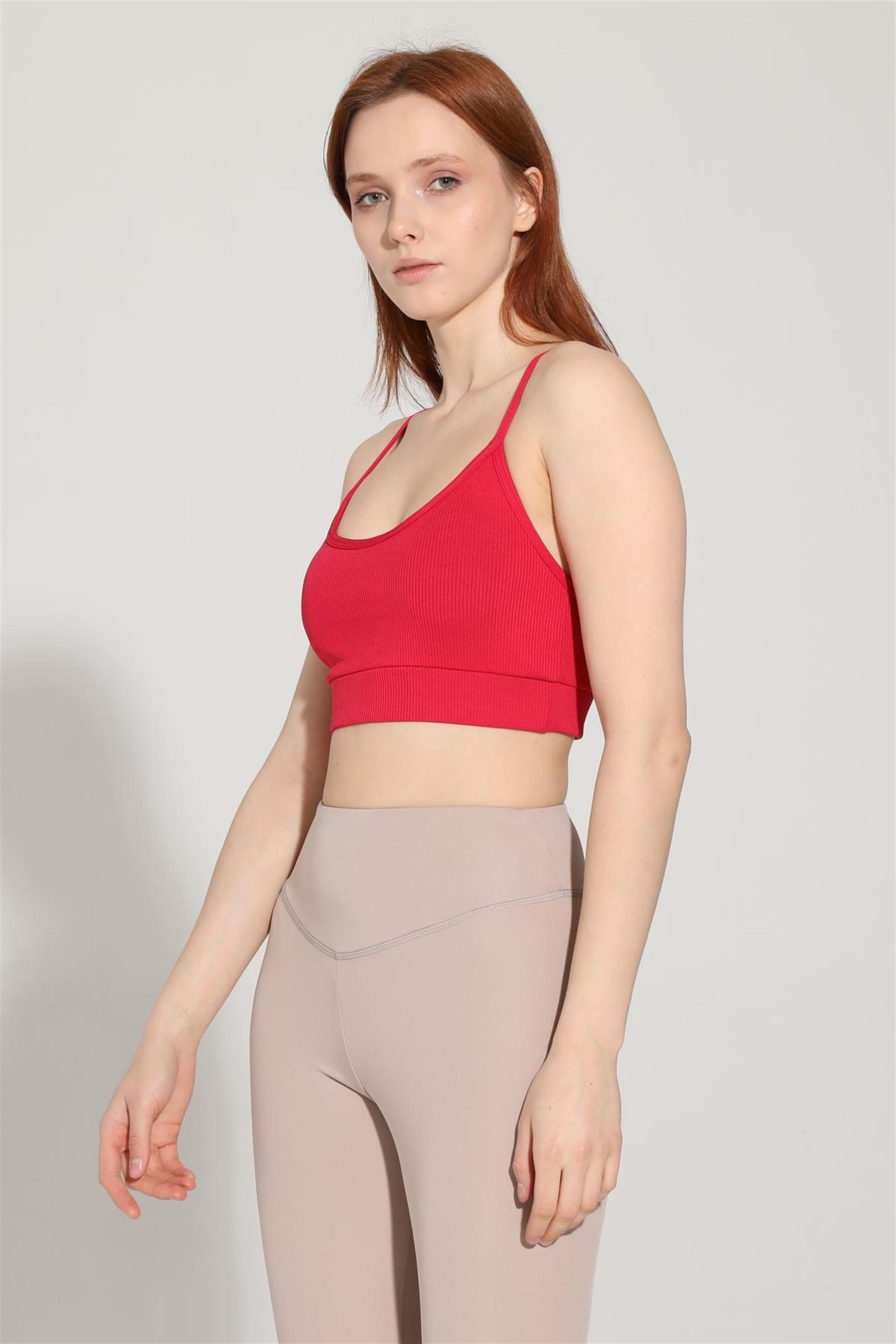 Kadın İp Askılı Fitilli Seamless Spor Büstiyer