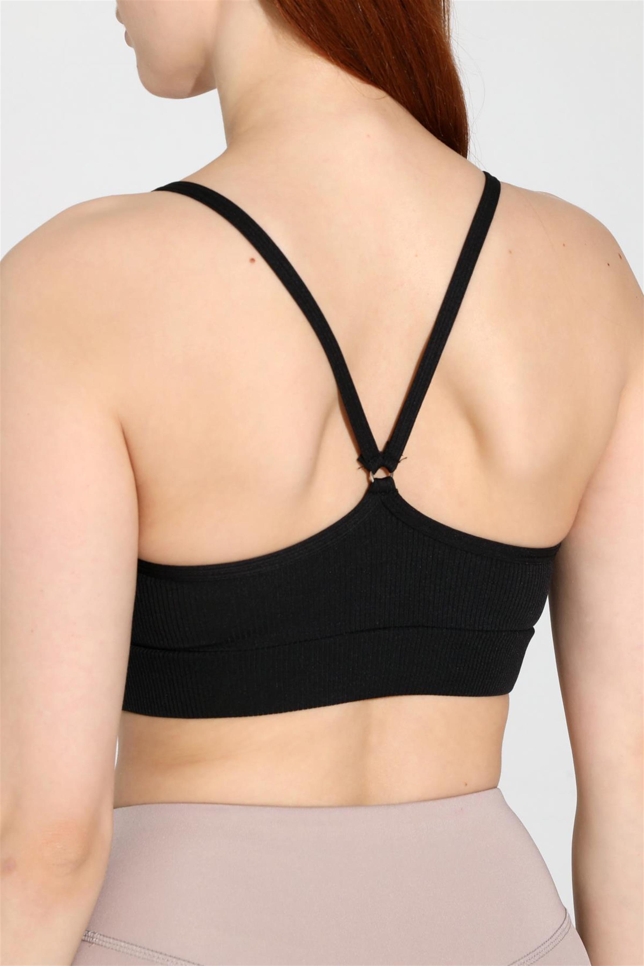 Kadın İp Askılı Fitilli Seamless Spor Büstiyer