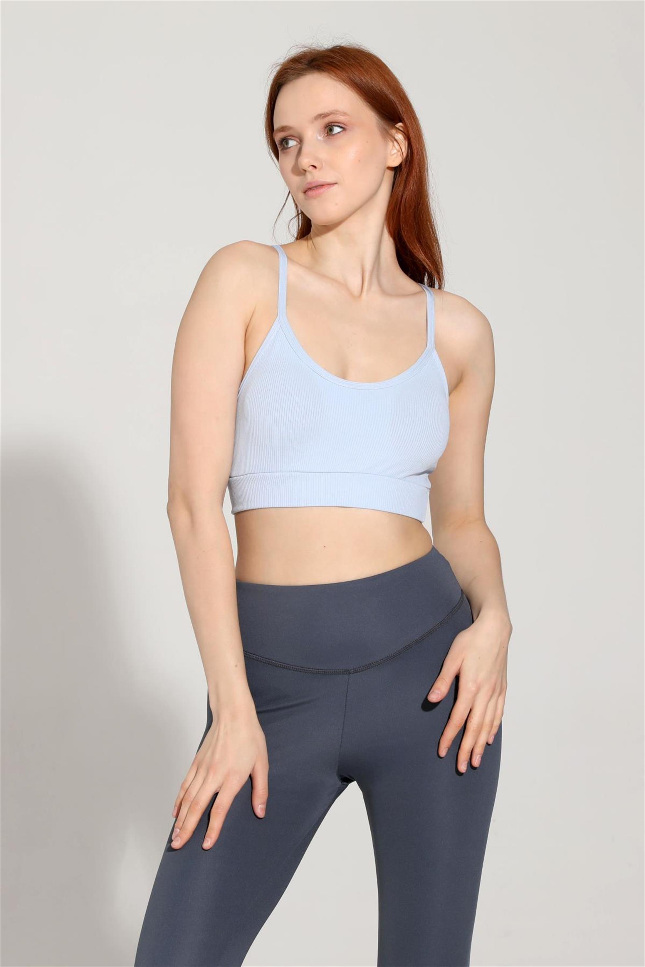 Kadın İp Askılı Fitilli Seamless Spor Büstiyer
