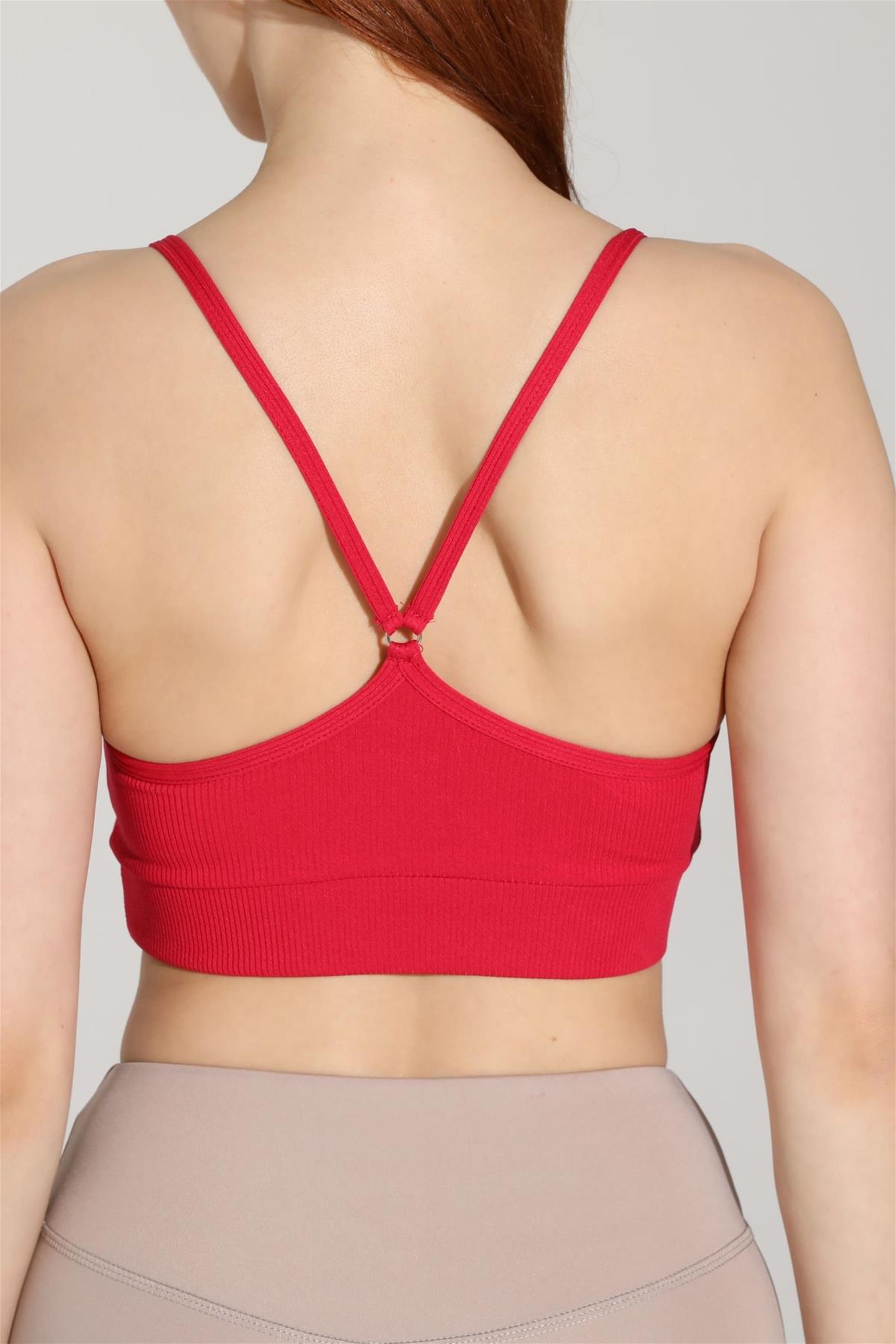 Kadın İp Askılı Fitilli Seamless Spor Büstiyer
