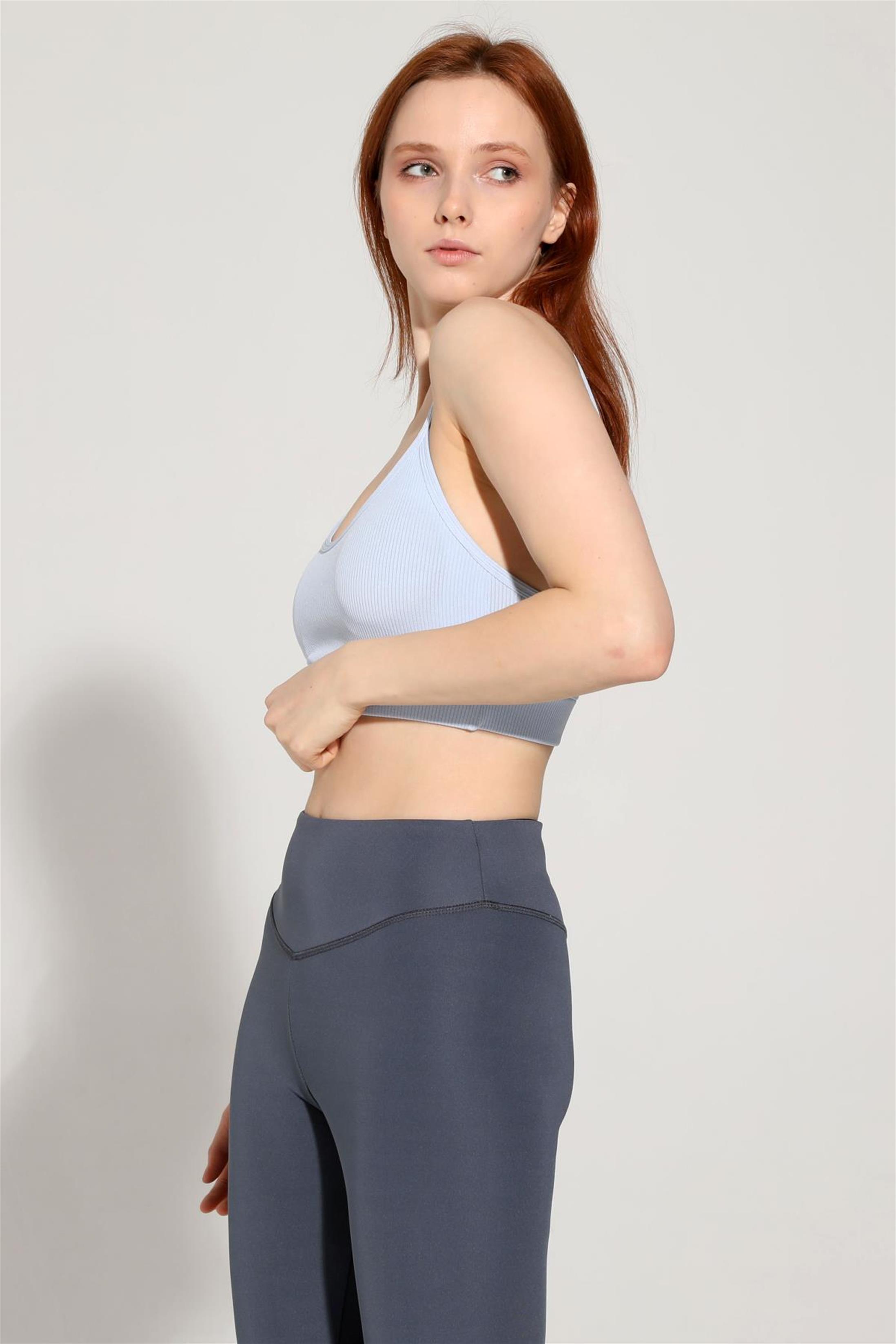 Kadın İp Askılı Fitilli Seamless Spor Büstiyer