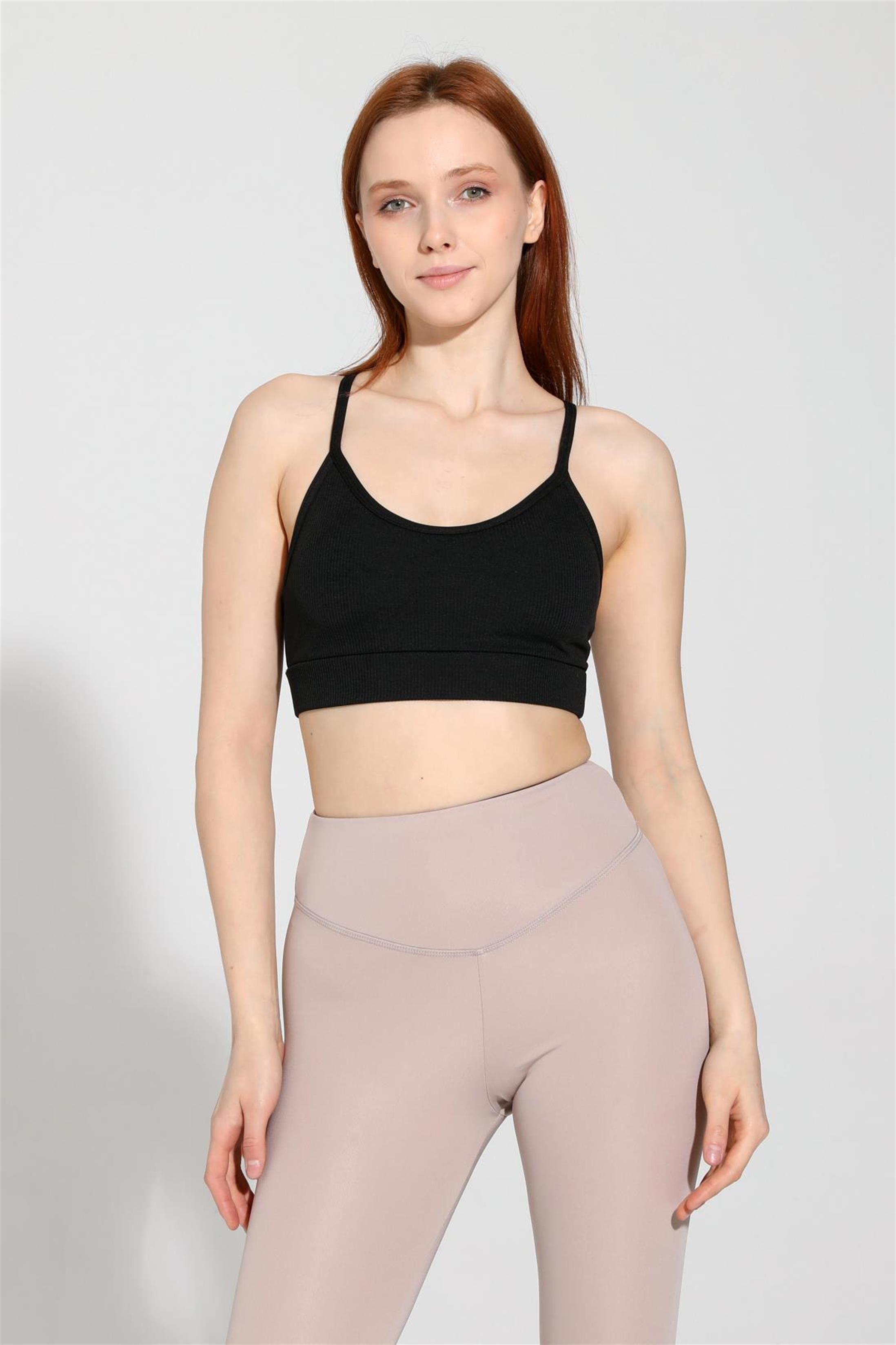 Kadın İp Askılı Fitilli Seamless Spor Büstiyer