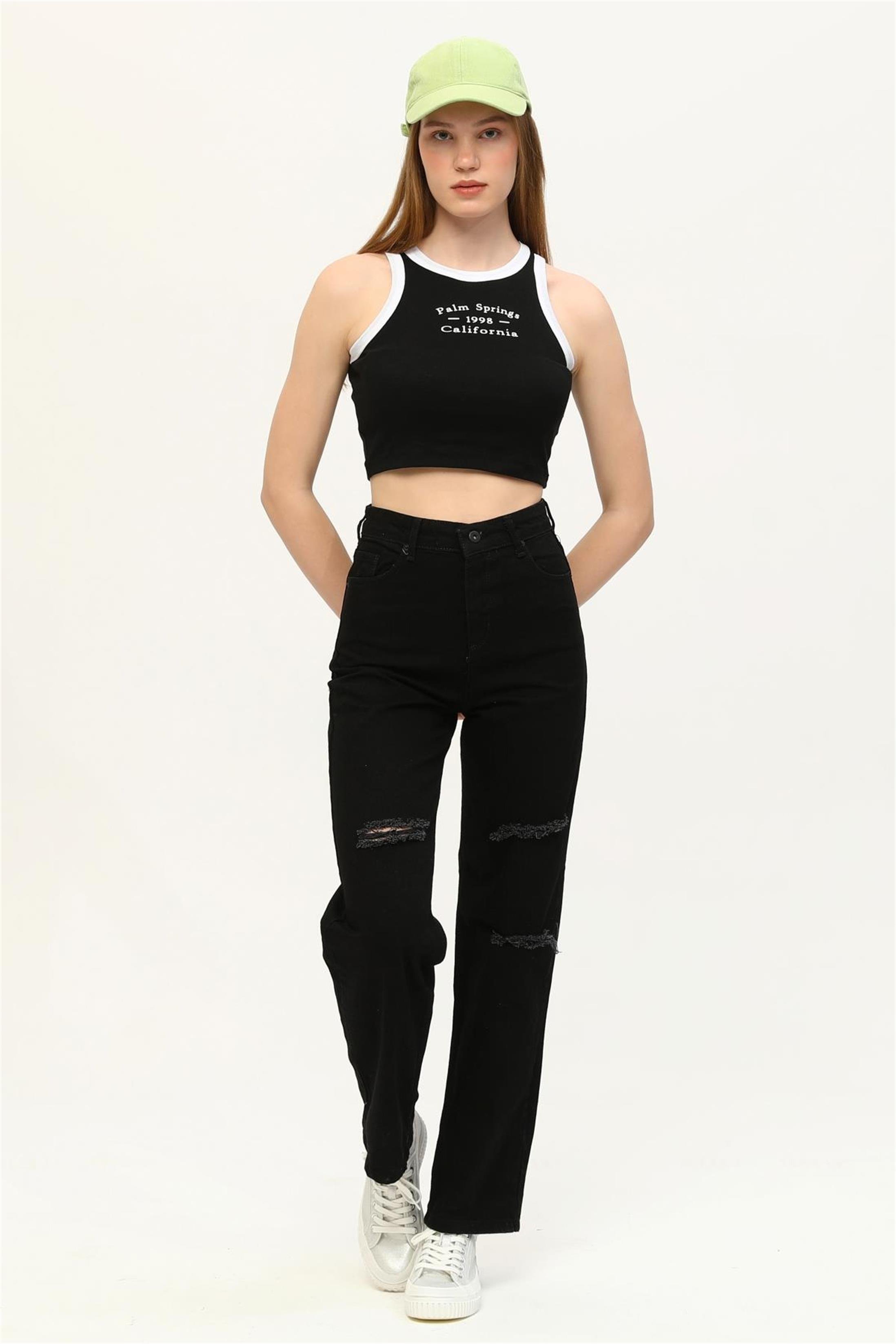 Kadın California Baskılı Crop Top Büstiyer