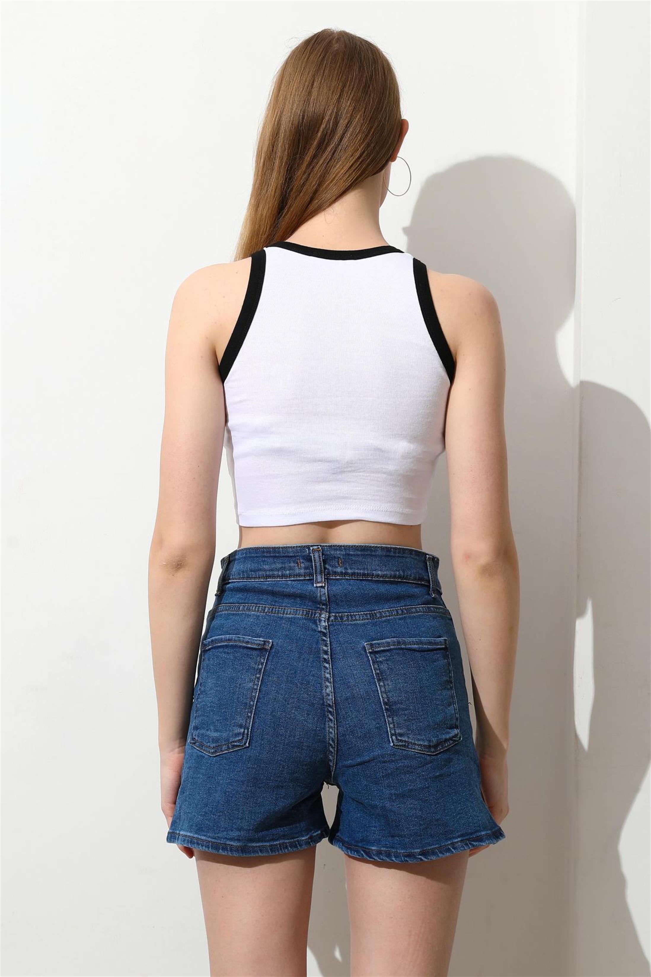 Kadın California Baskılı Crop Top Büstiyer