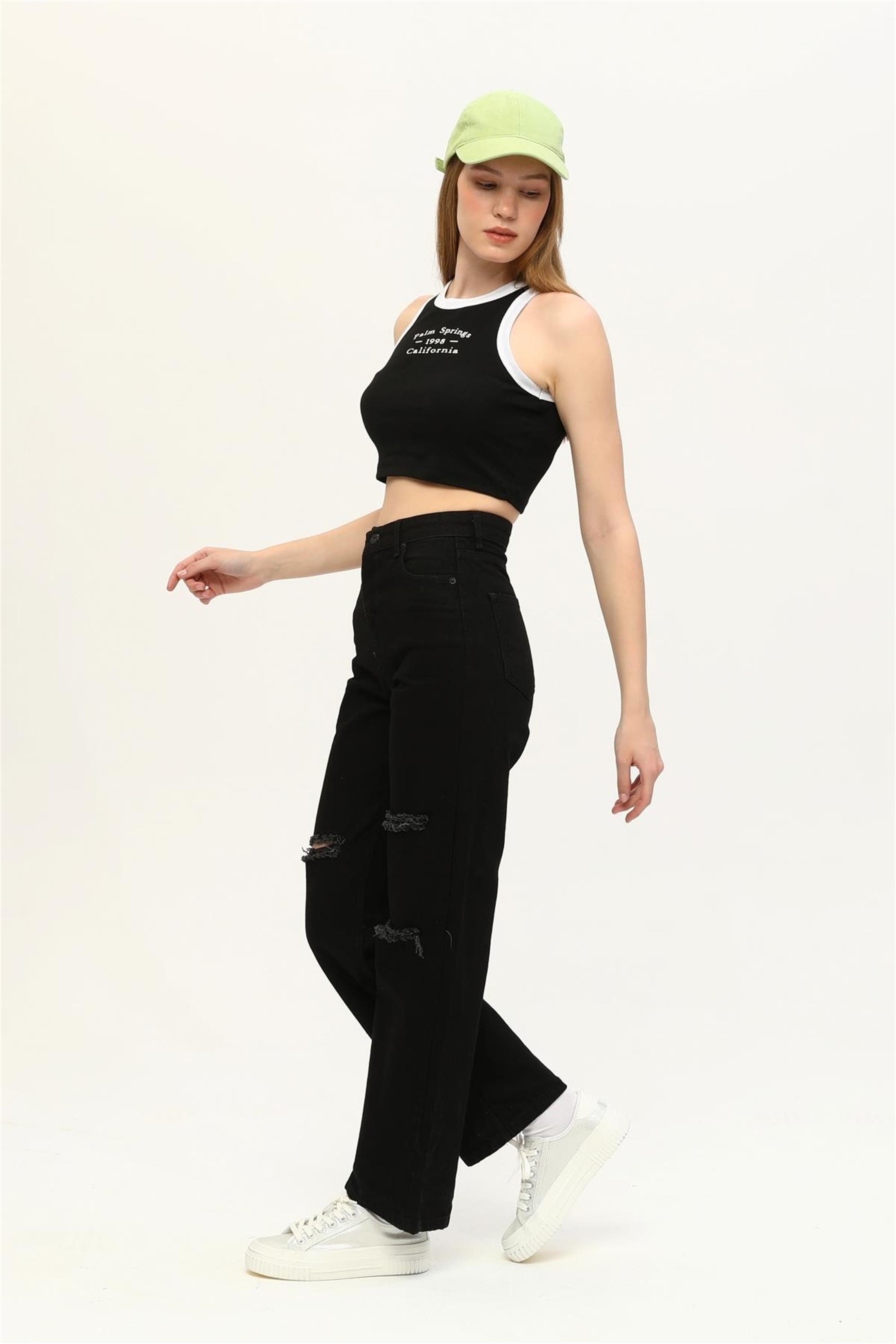Kadın California Baskılı Crop Top Büstiyer