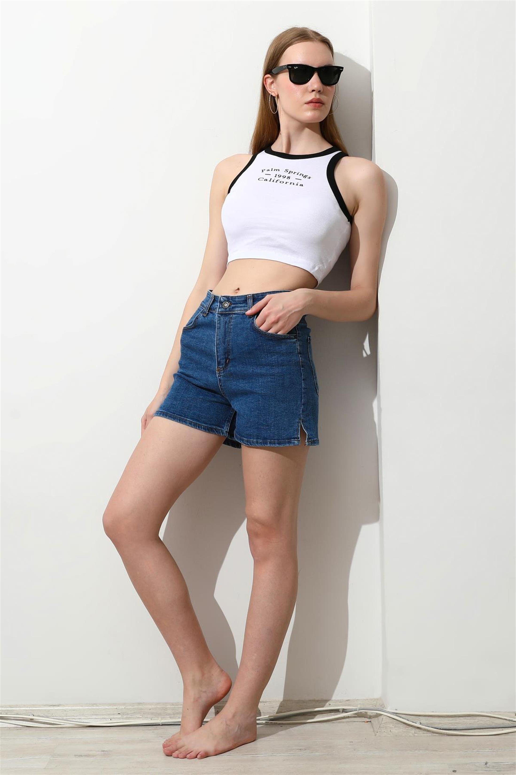 Kadın California Baskılı Crop Top Büstiyer