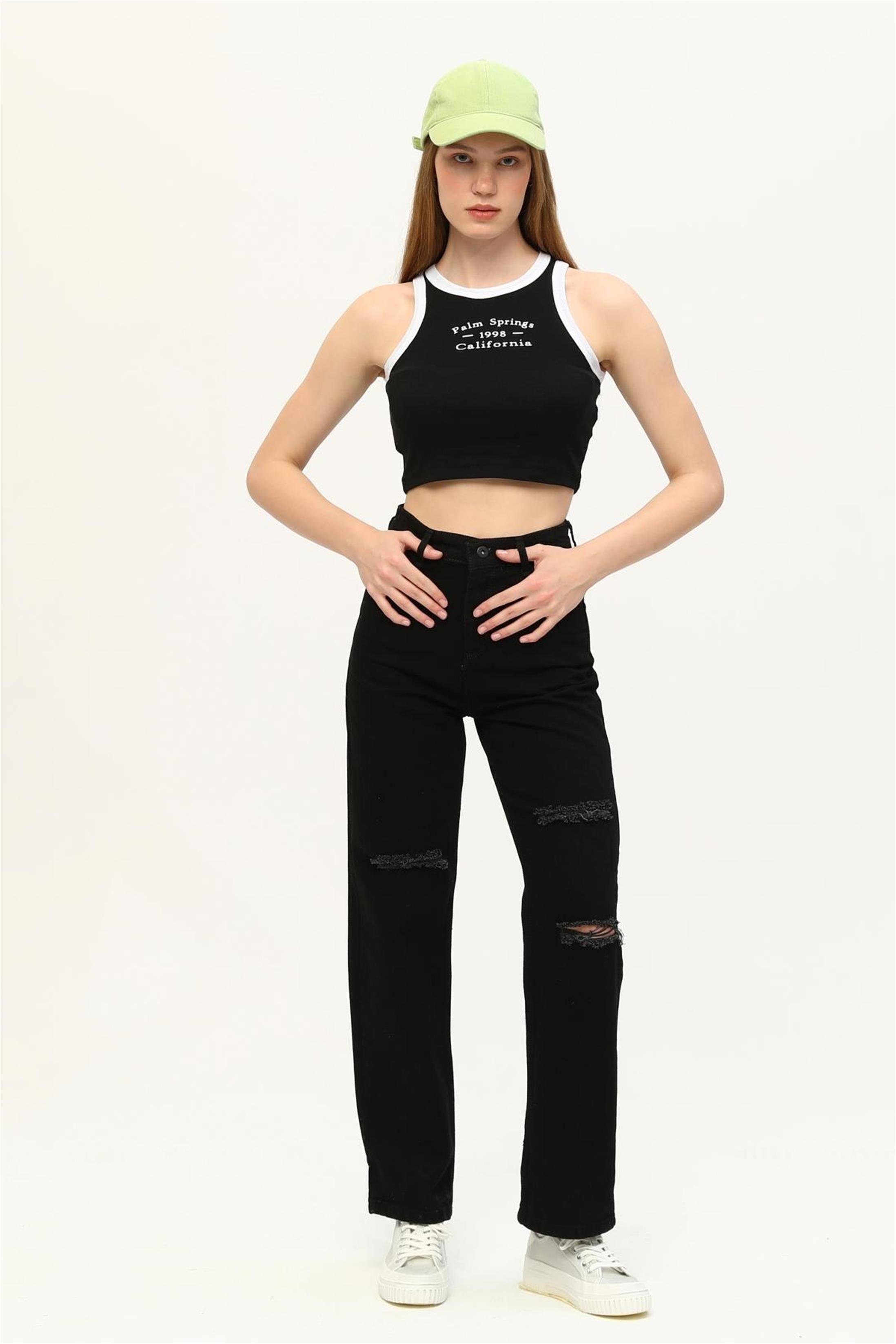 Kadın California Baskılı Crop Top Büstiyer