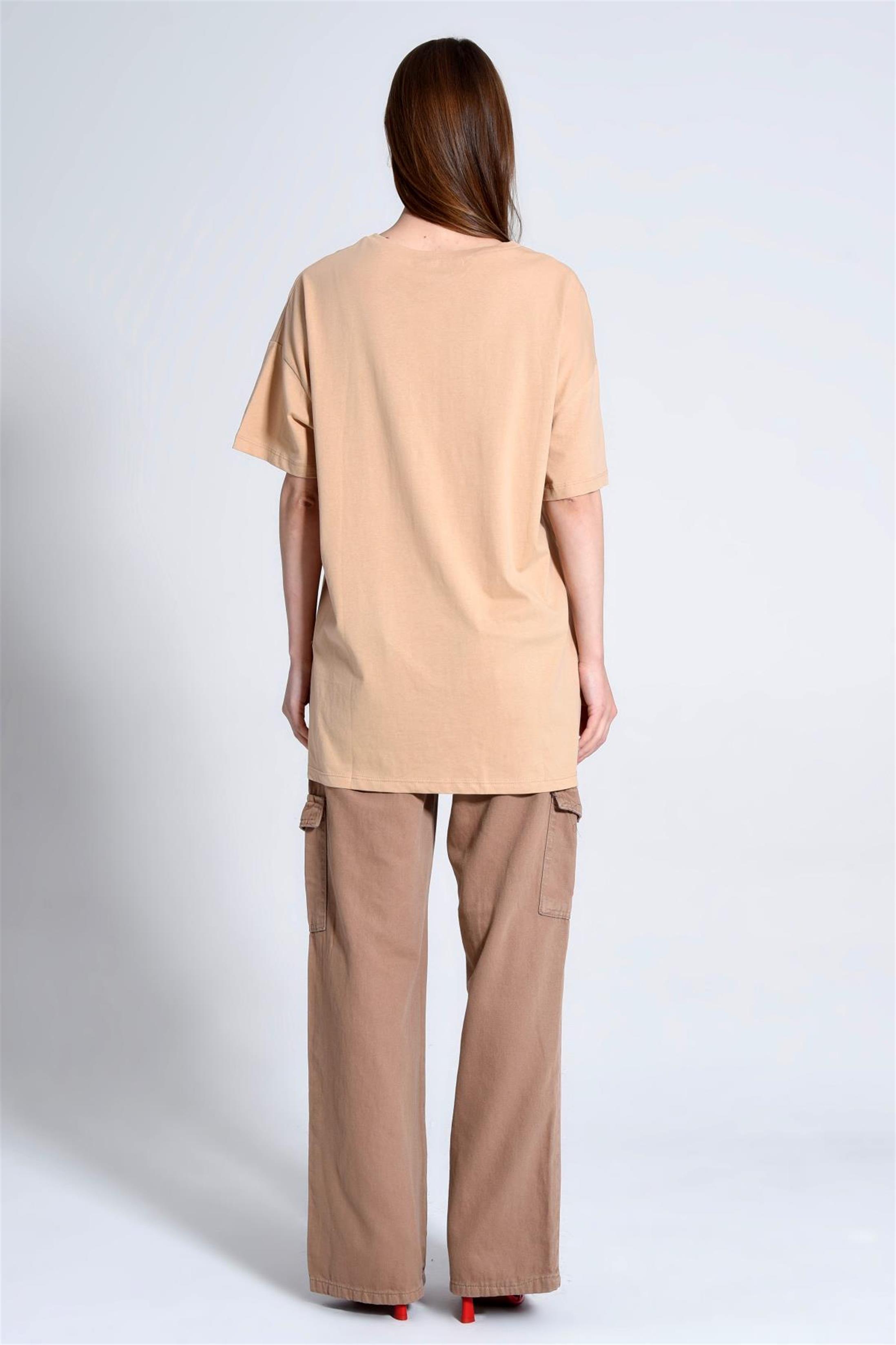 Kadın Atlanta Yazılı Baskılı Oversize T-Shirt