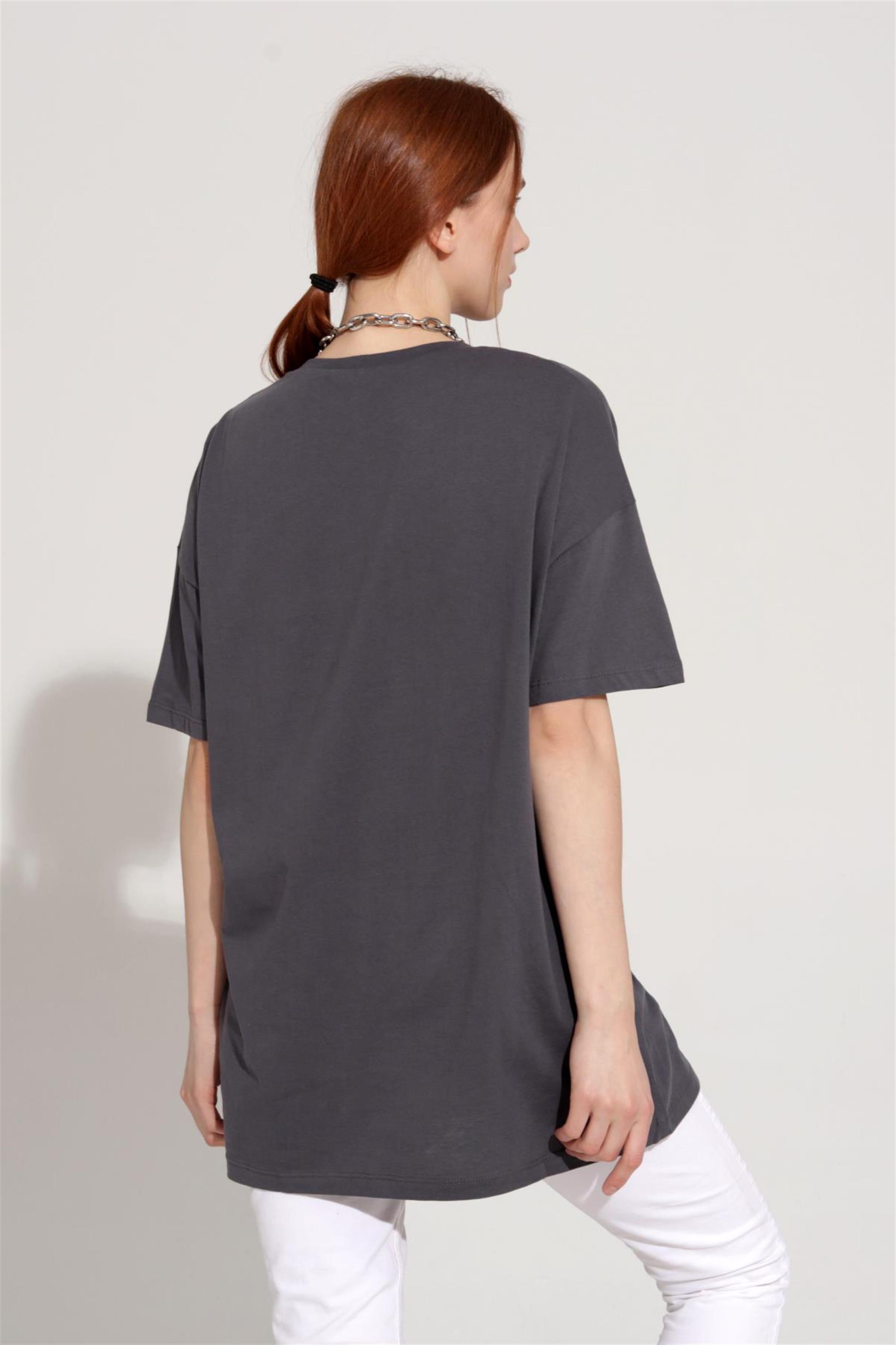 Kadın Atlanta Yazılı Baskılı Oversize T-Shirt