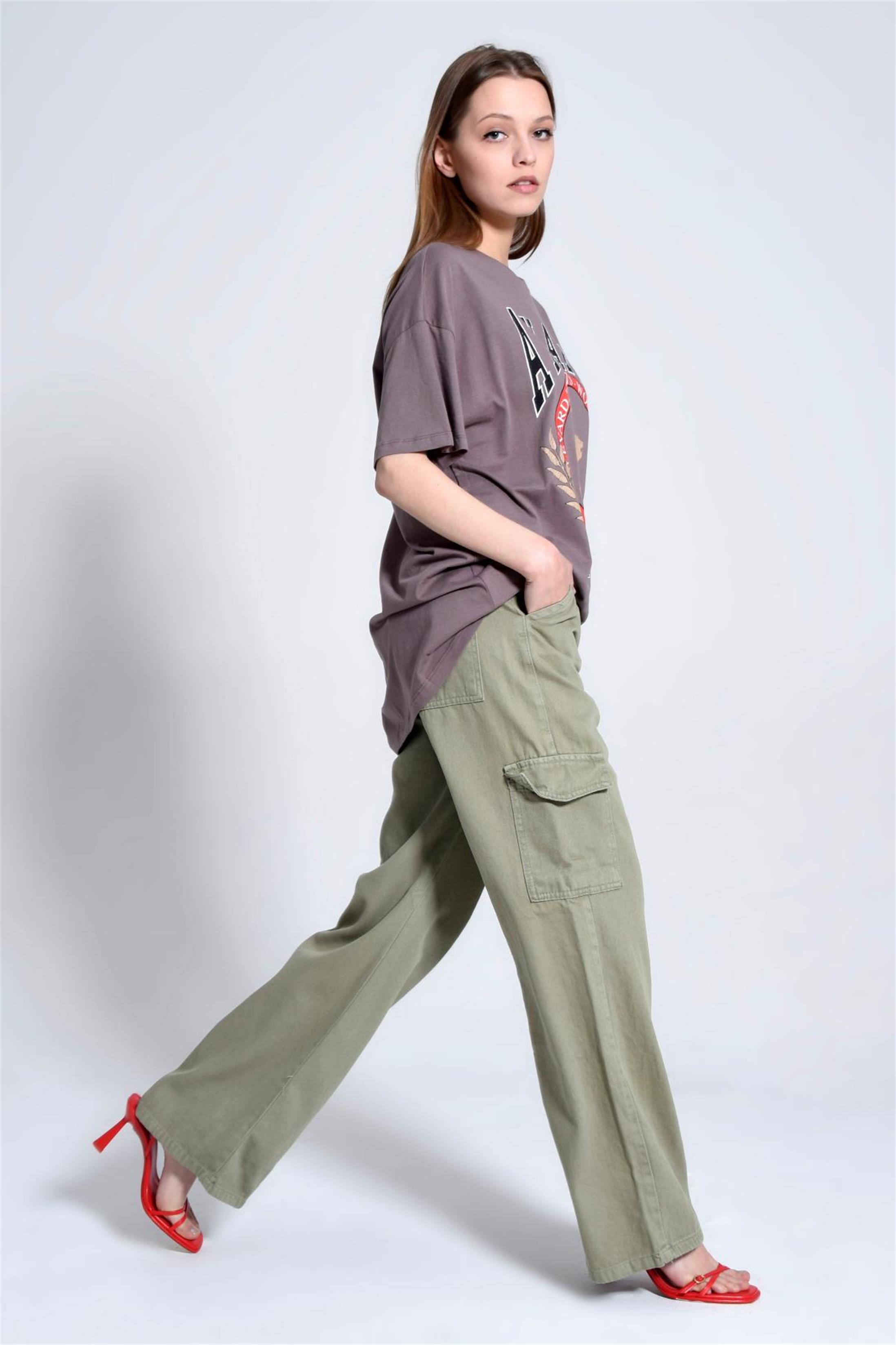 Kadın Atlanta Yazılı Baskılı Oversize T-Shirt