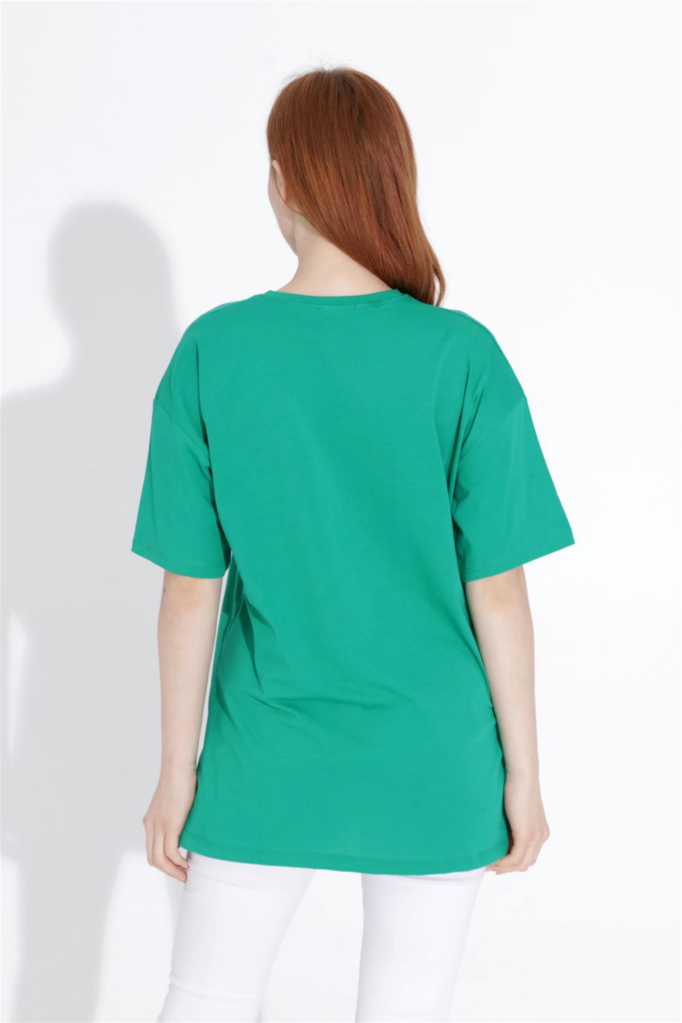 Kadın V Yaka Boyfriend Basic T-Shirt