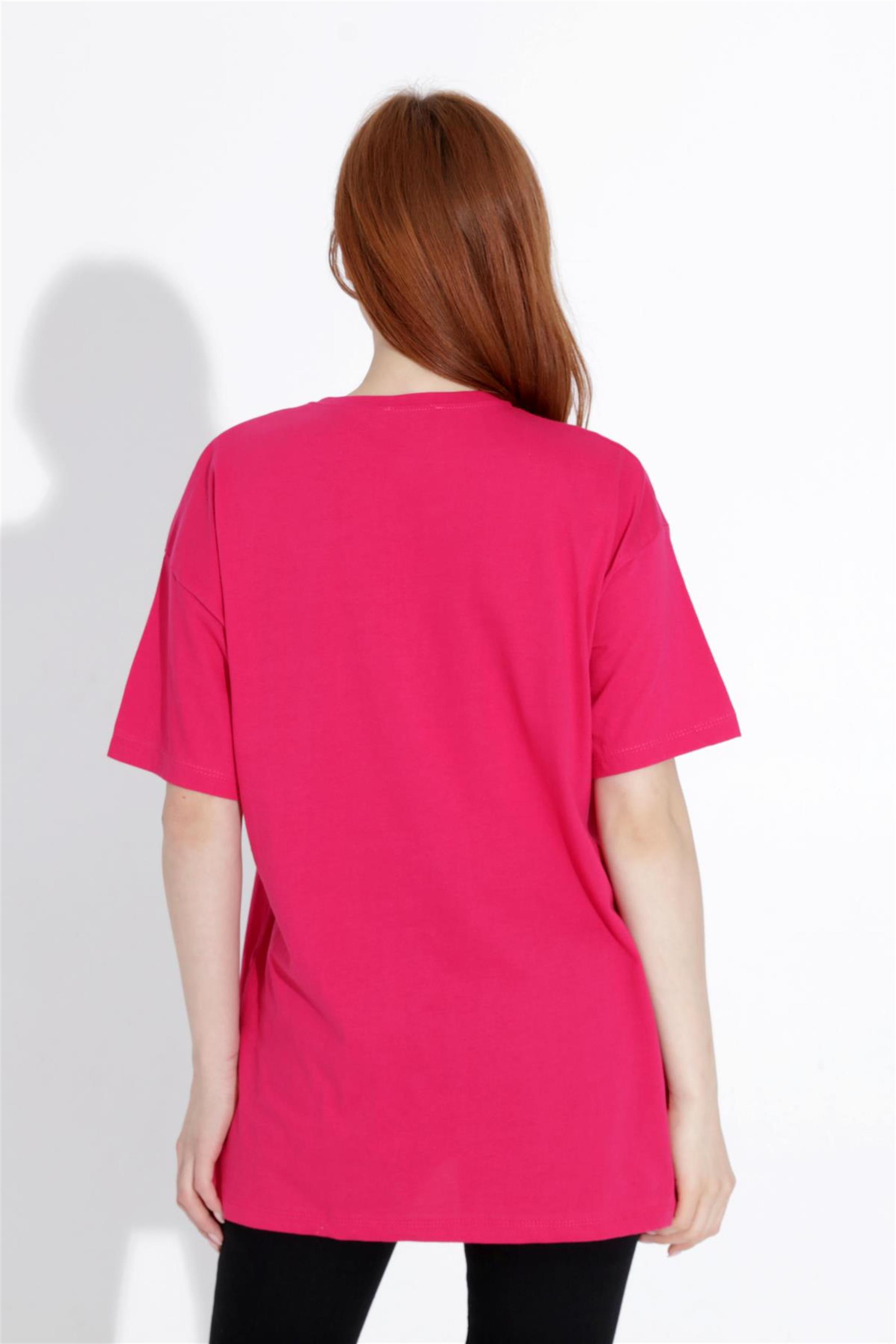 Kadın V Yaka Boyfriend Basic T-Shirt