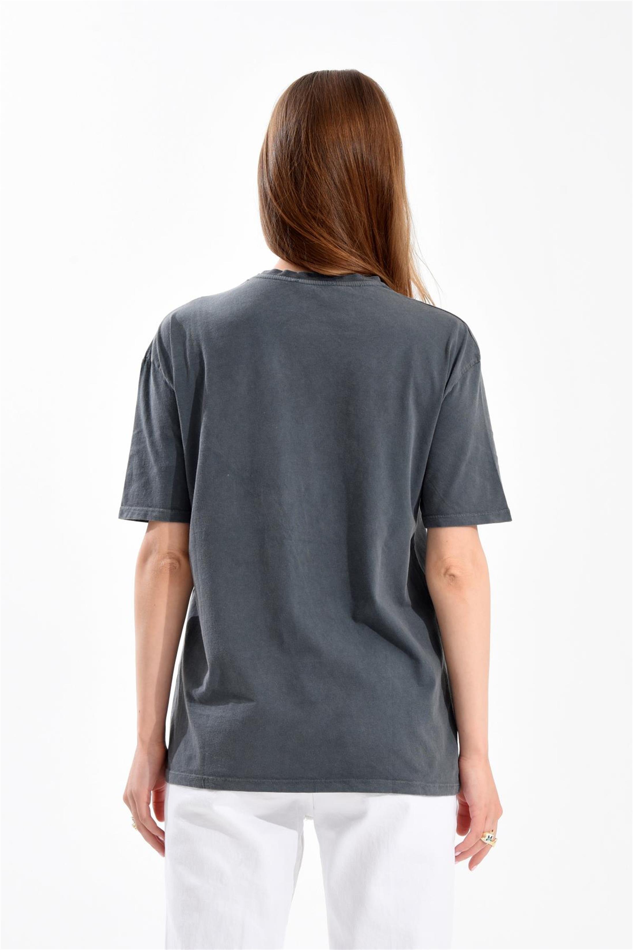 Ena Pelly Baskılı Antrasit T-Shirt