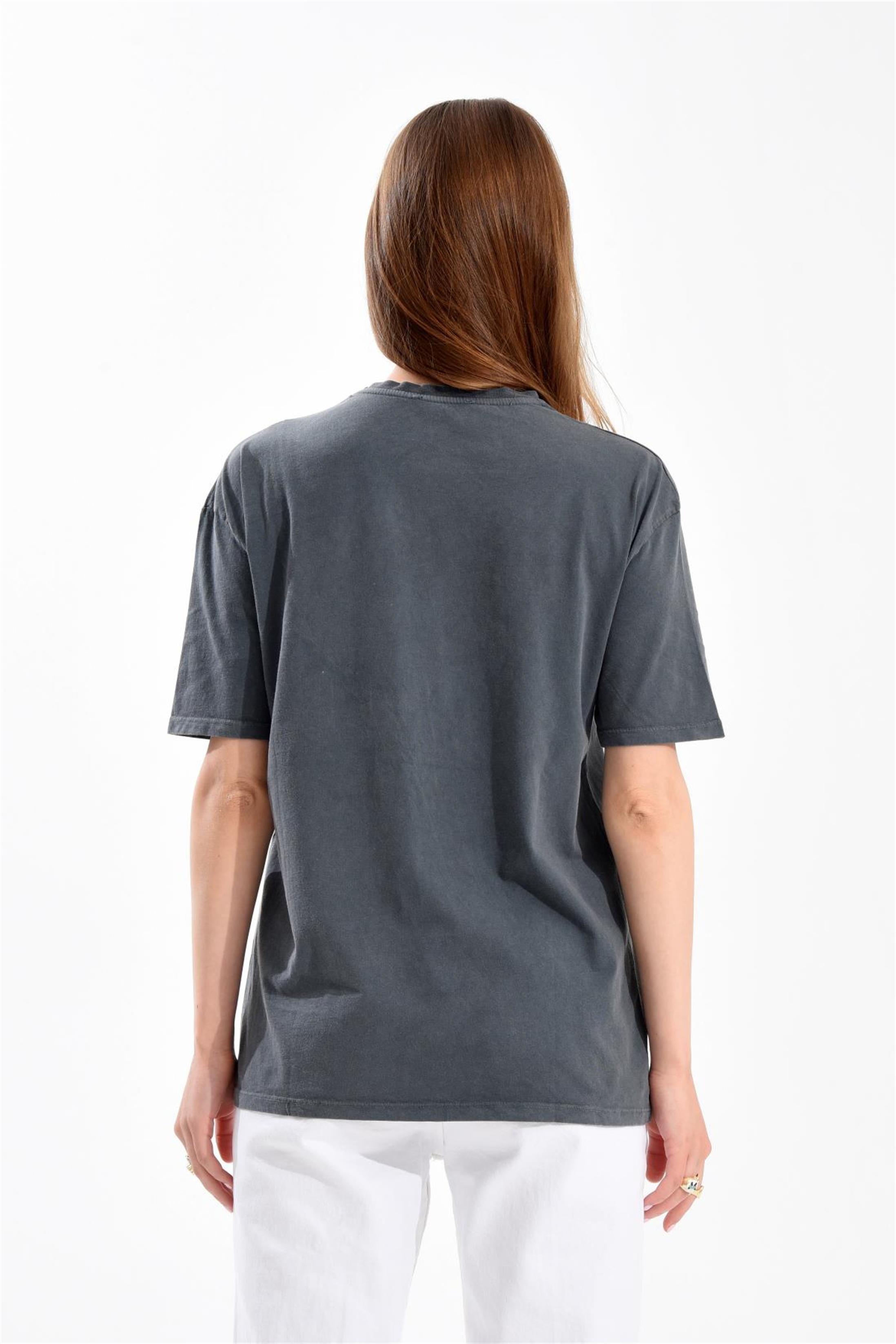 Ena Pelly Baskılı Antrasit T-Shirt