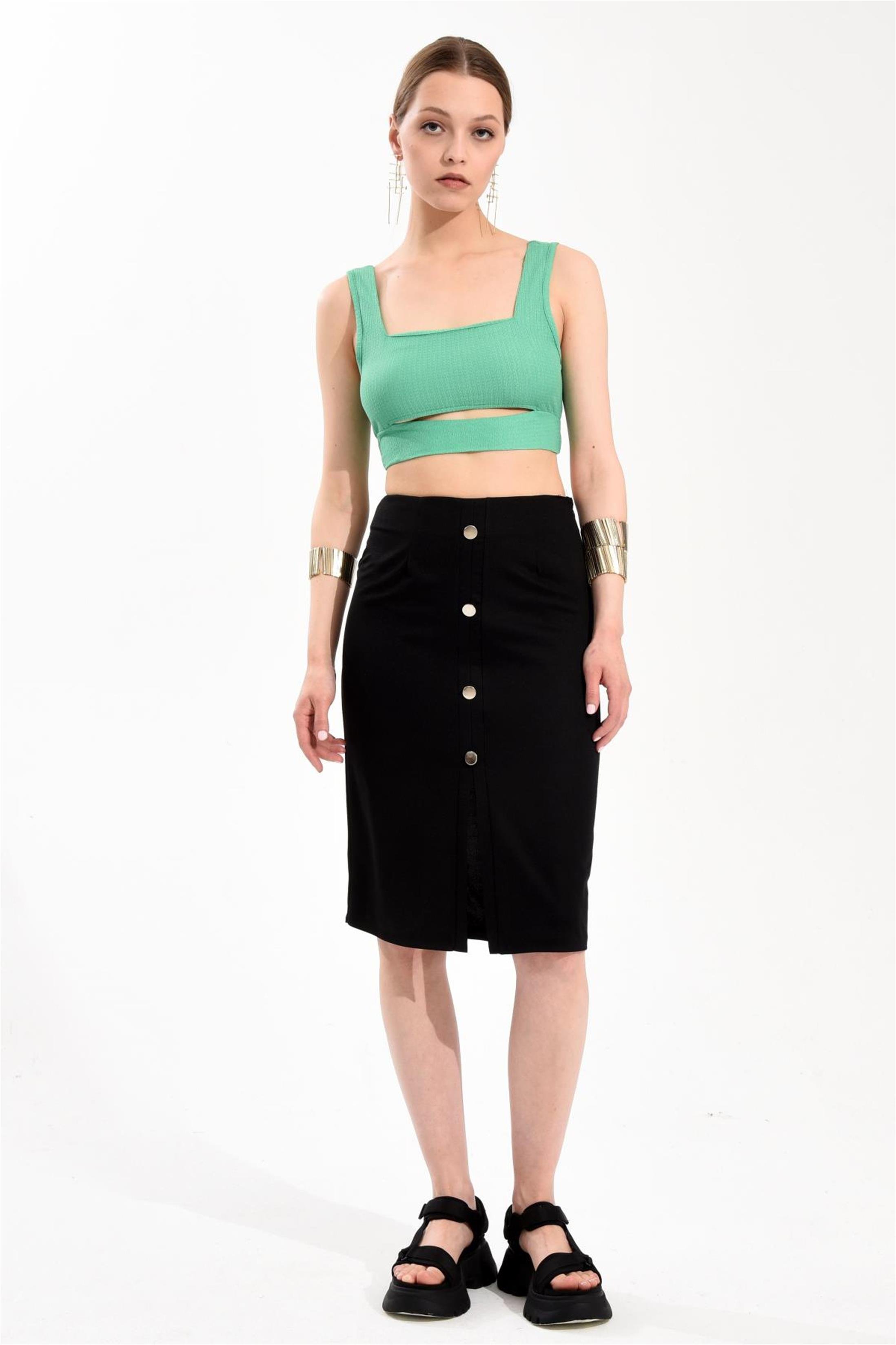 Kare Yaka Crop Bluz