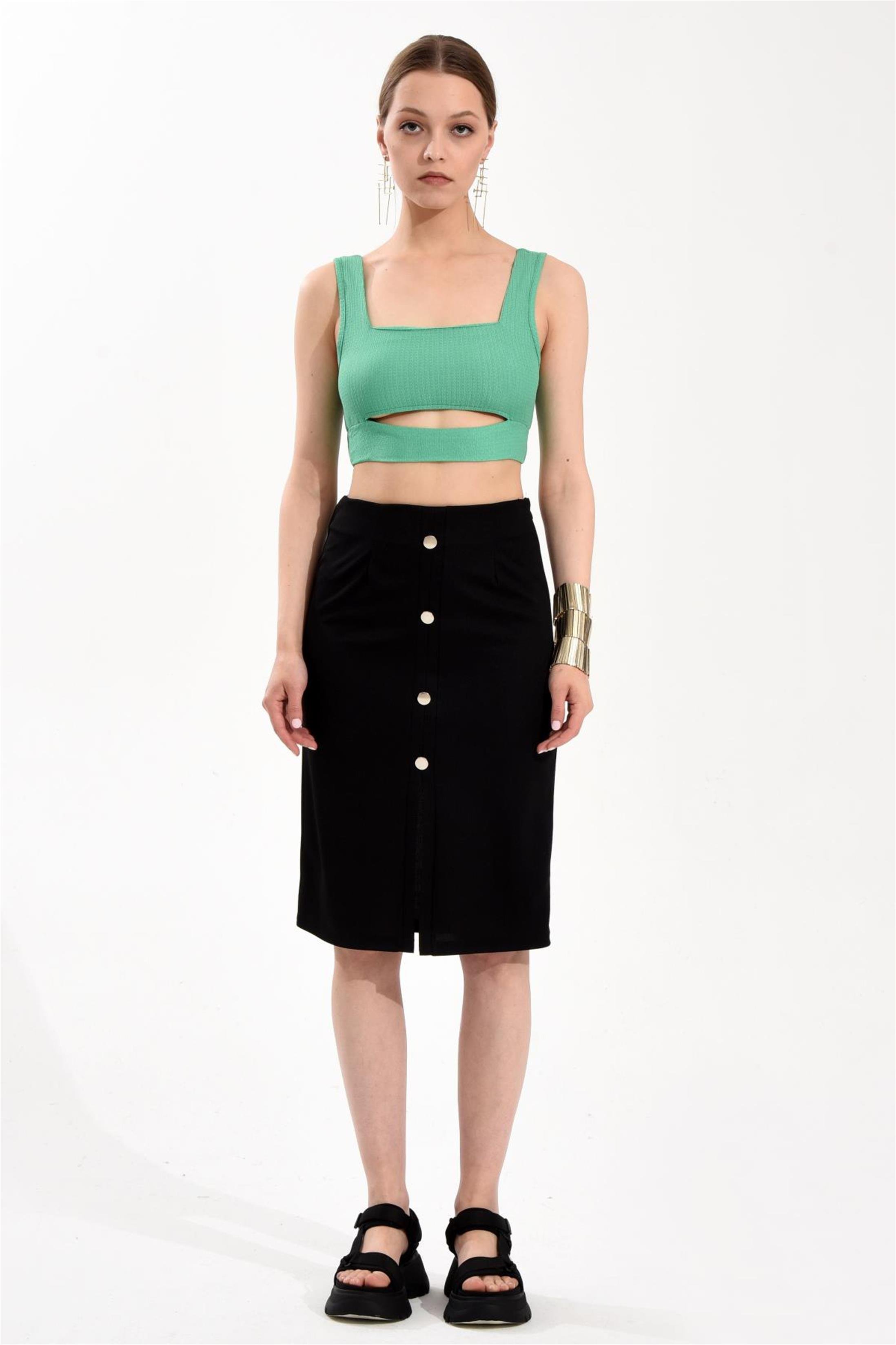 Kare Yaka Crop Bluz