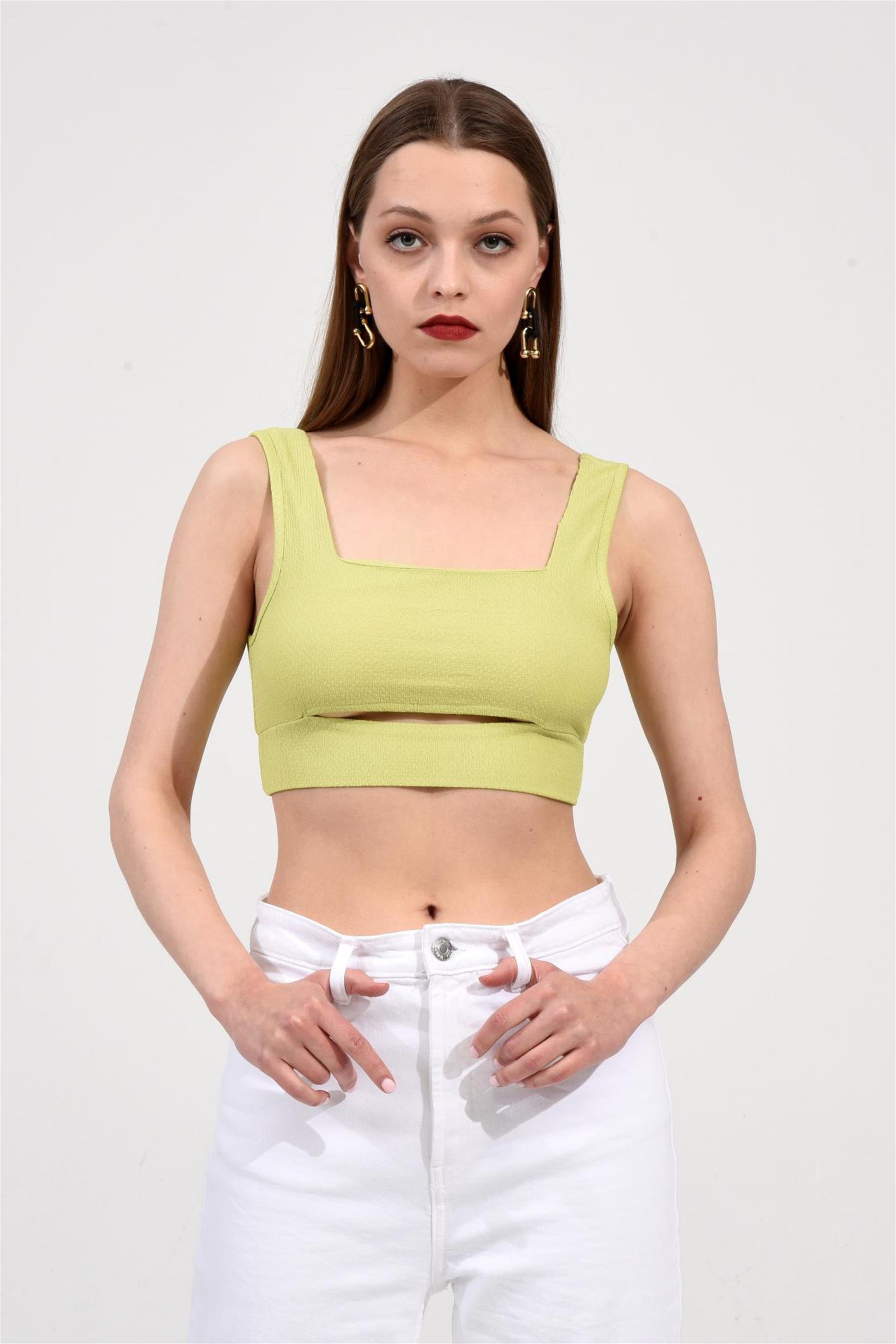Kare Yaka Crop Bluz