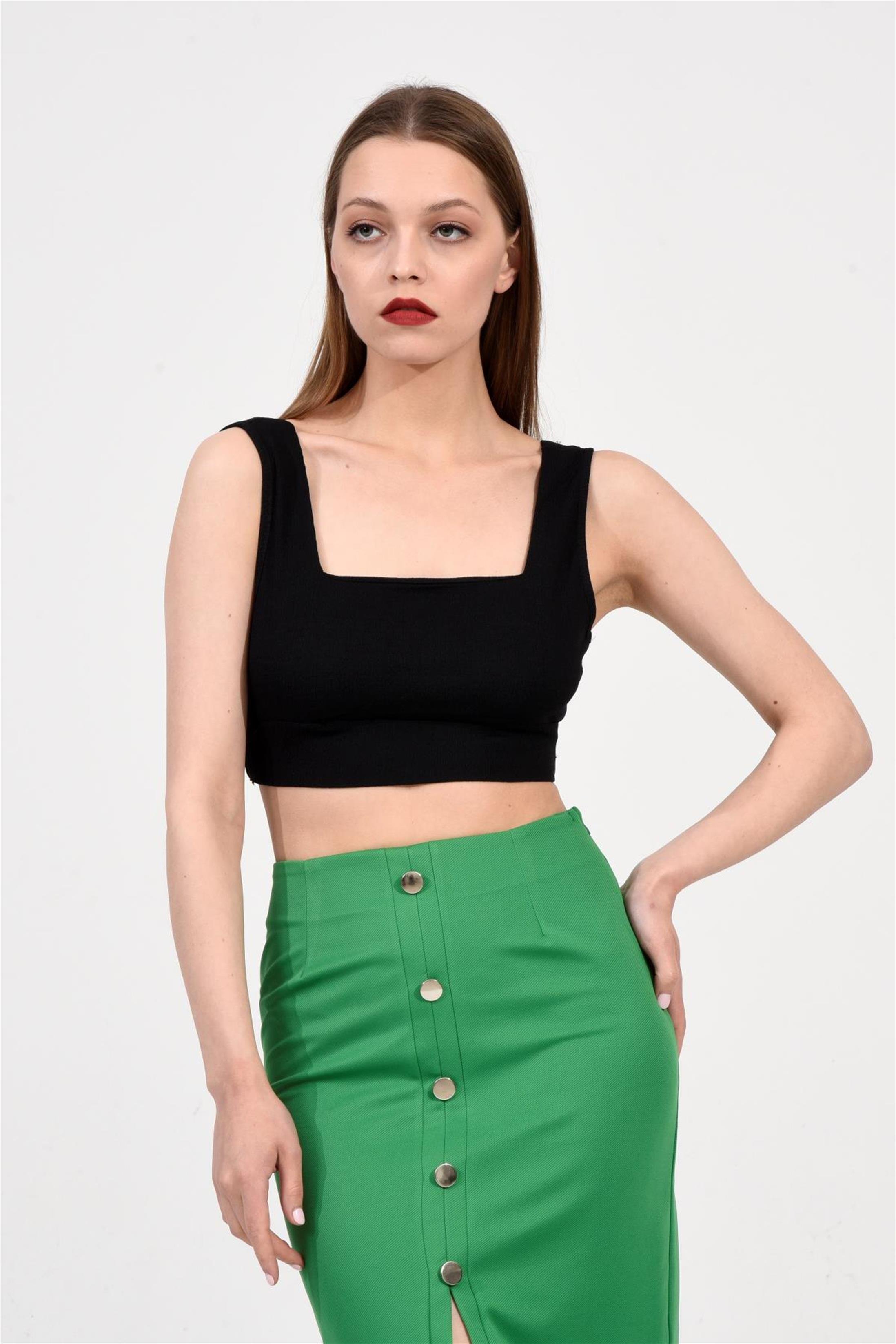 Kare Yaka Crop Bluz