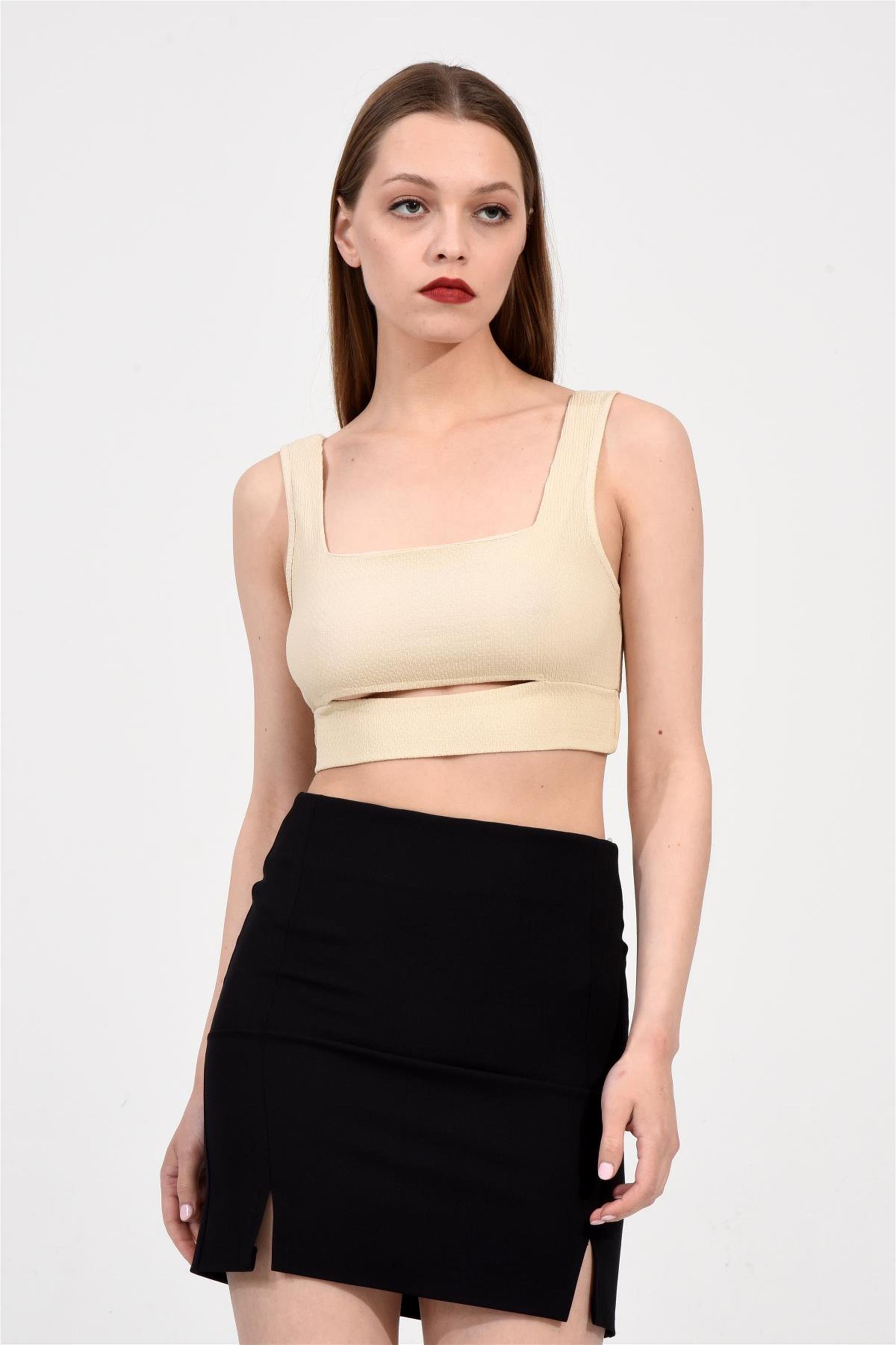 Kare Yaka Crop Bluz