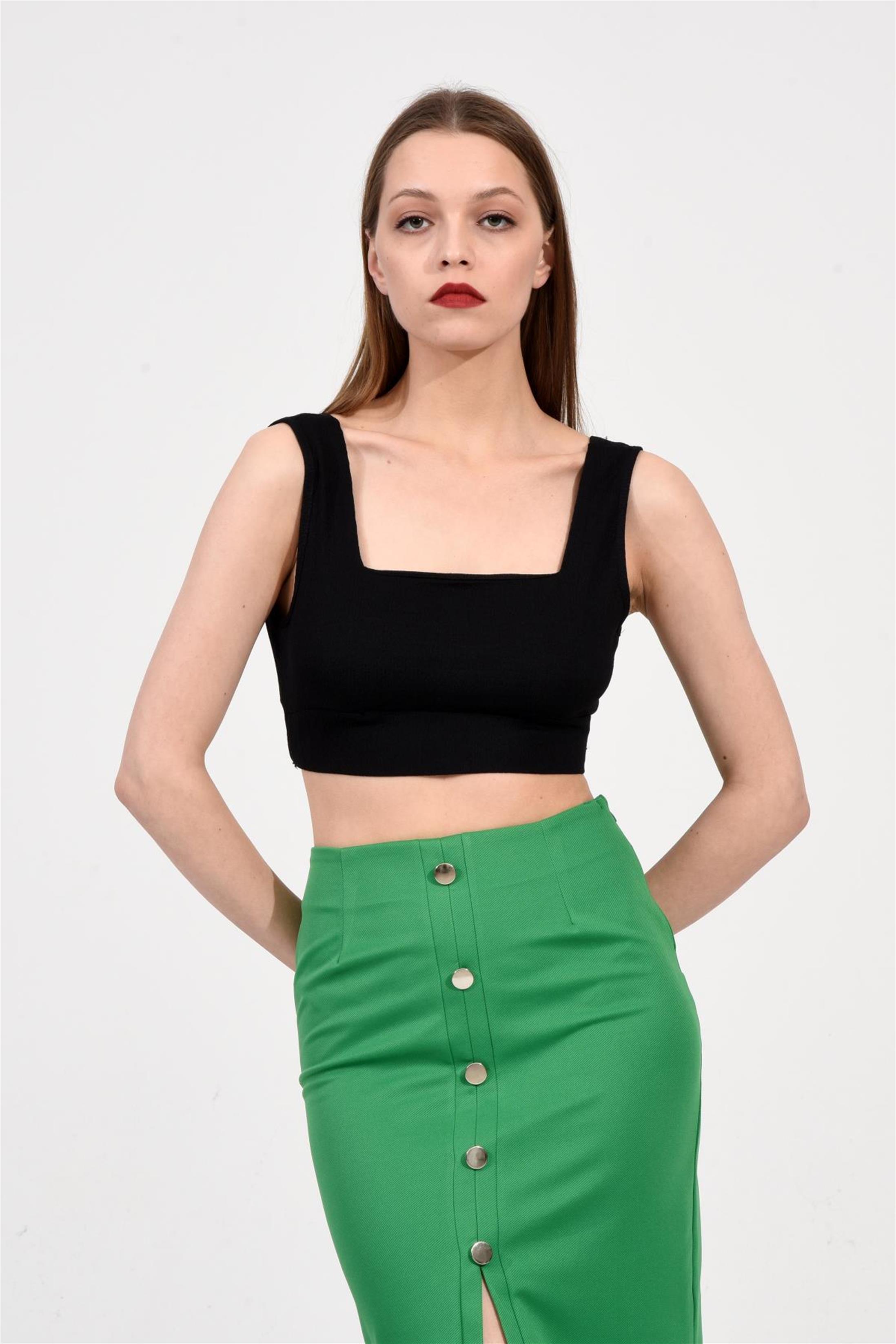 Kare Yaka Crop Bluz