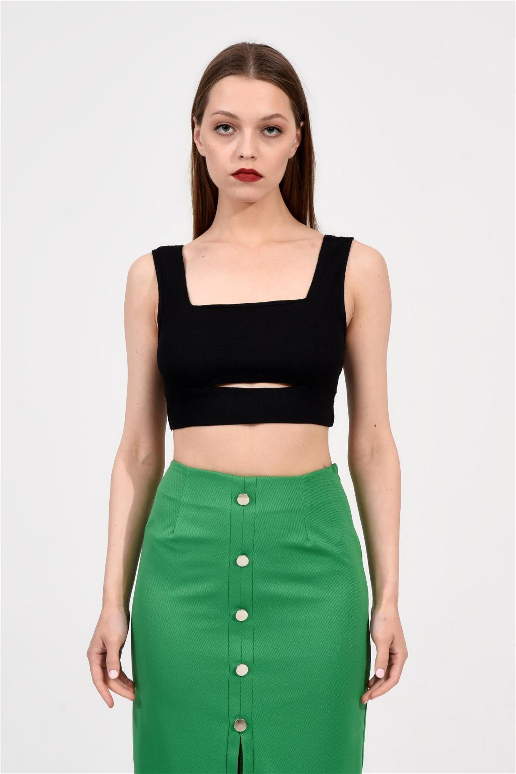 Kare Yaka Crop Bluz