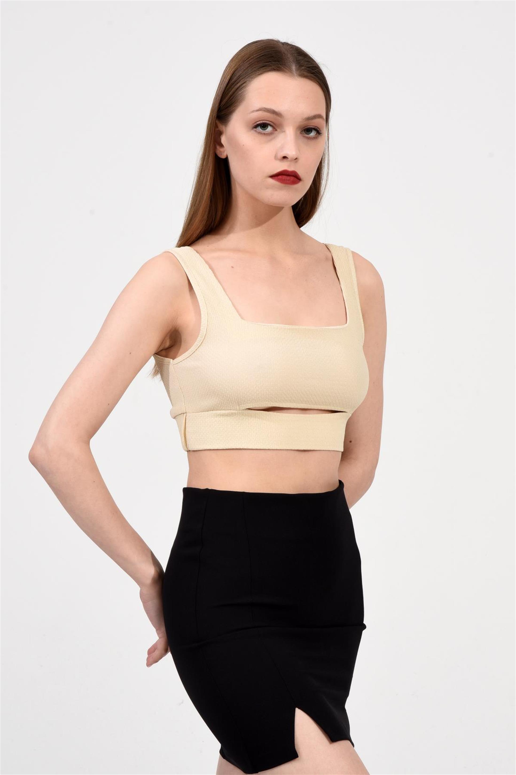 Kare Yaka Crop Bluz