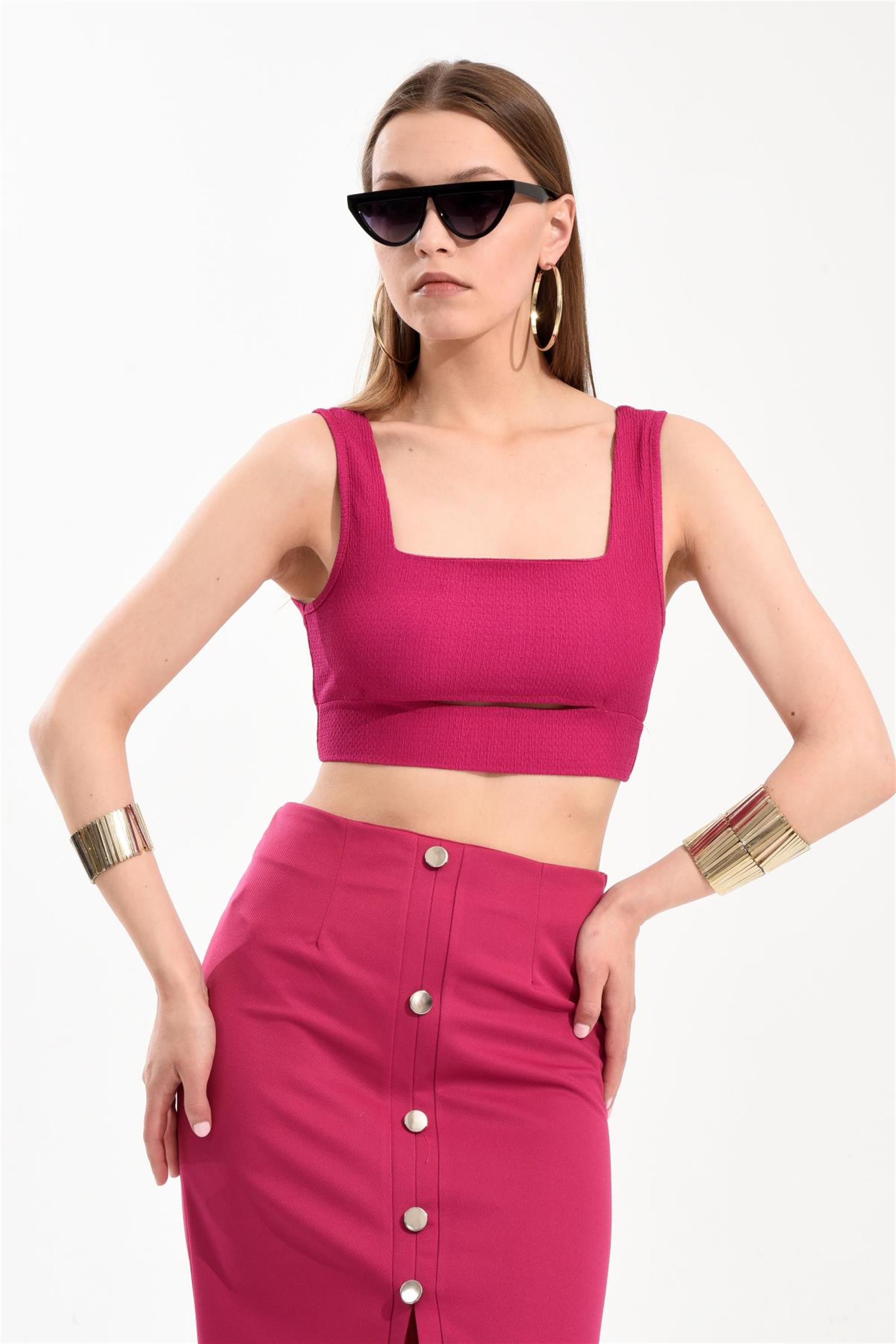 Kare Yaka Crop Bluz