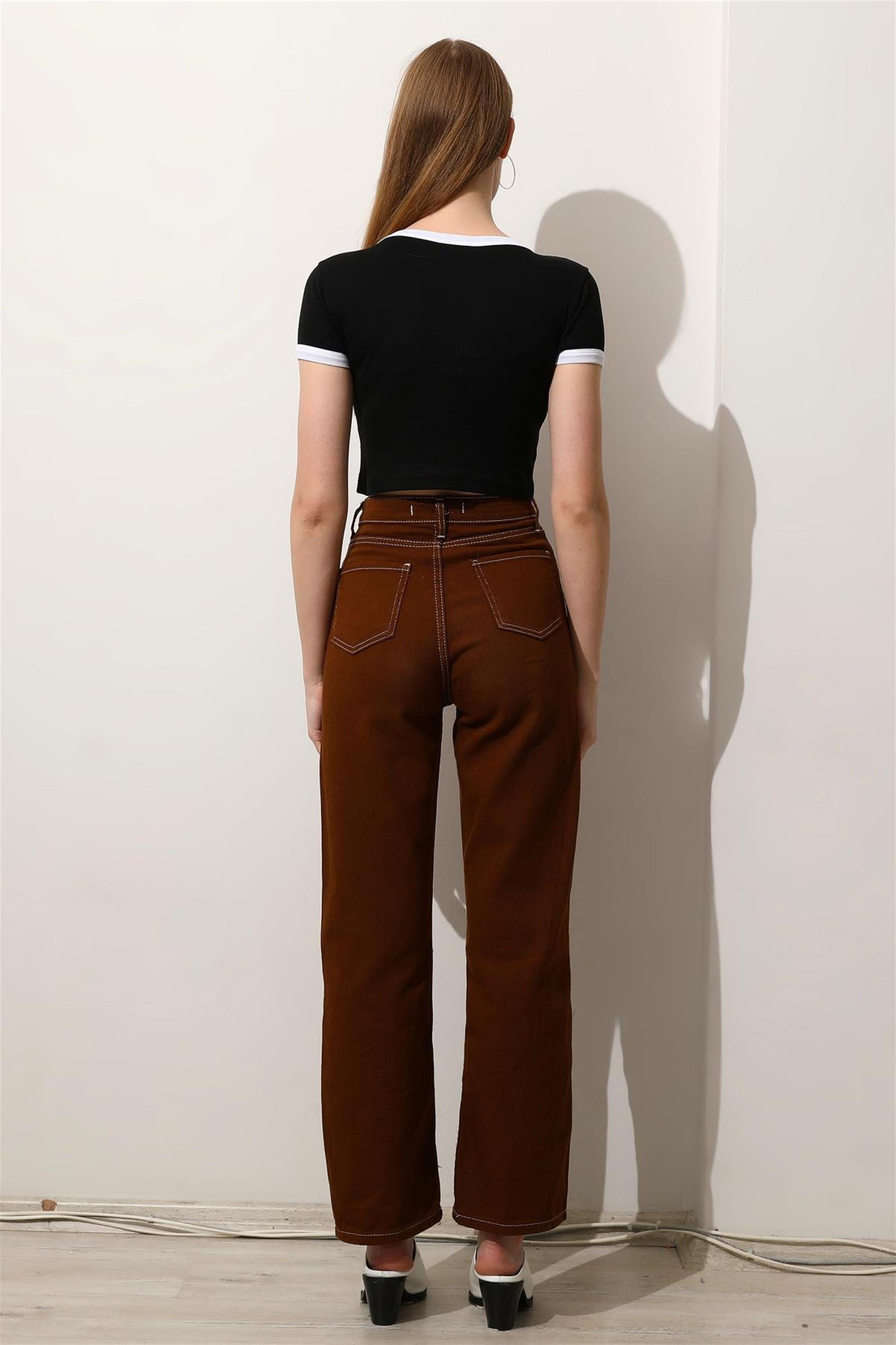 Kadın London Baskılı Crop T-Shirt