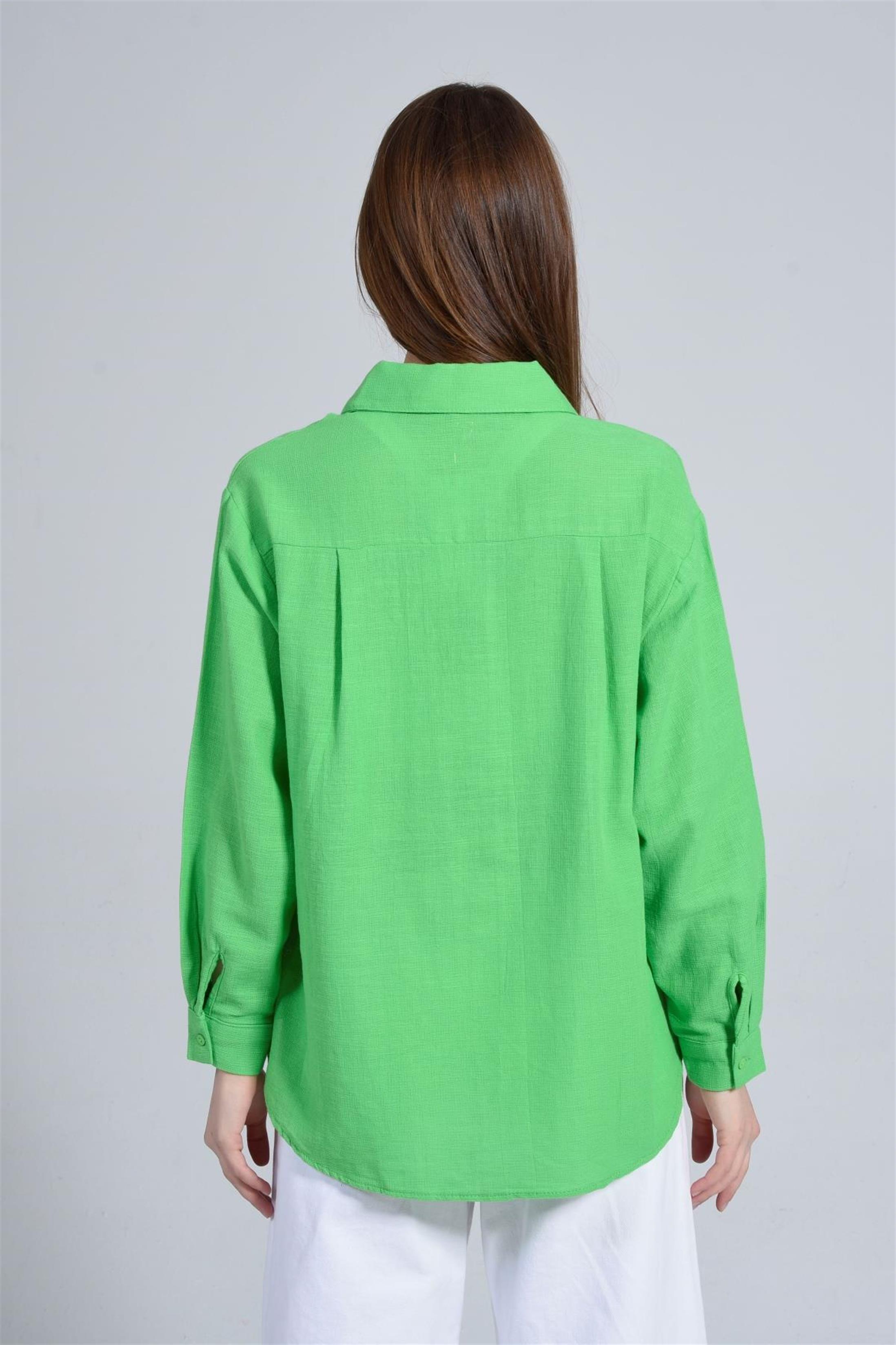 Kadın Oversize Uzun Keten Gömlek