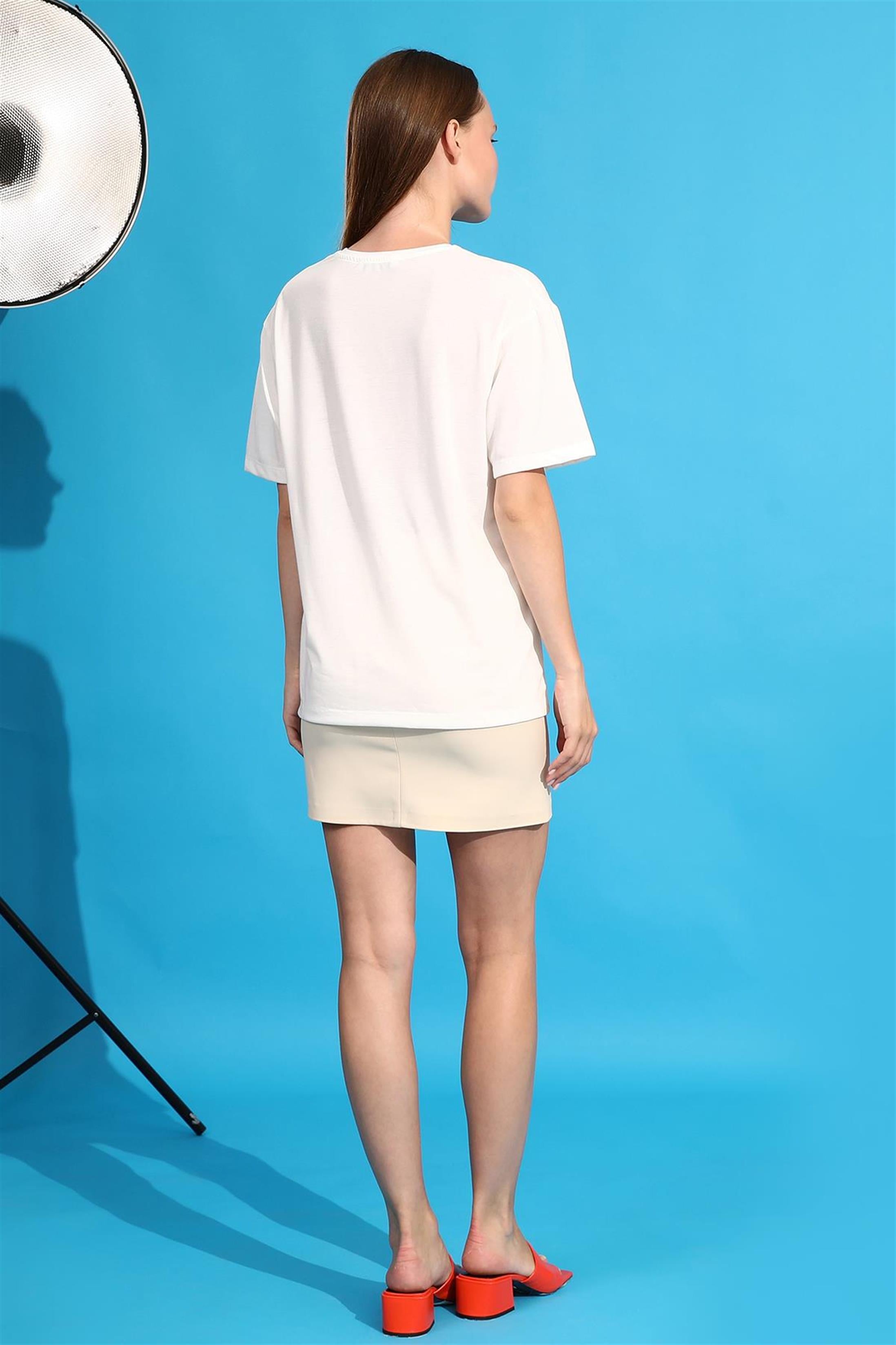 Joyful Baskılı T-Shirt - Oranj