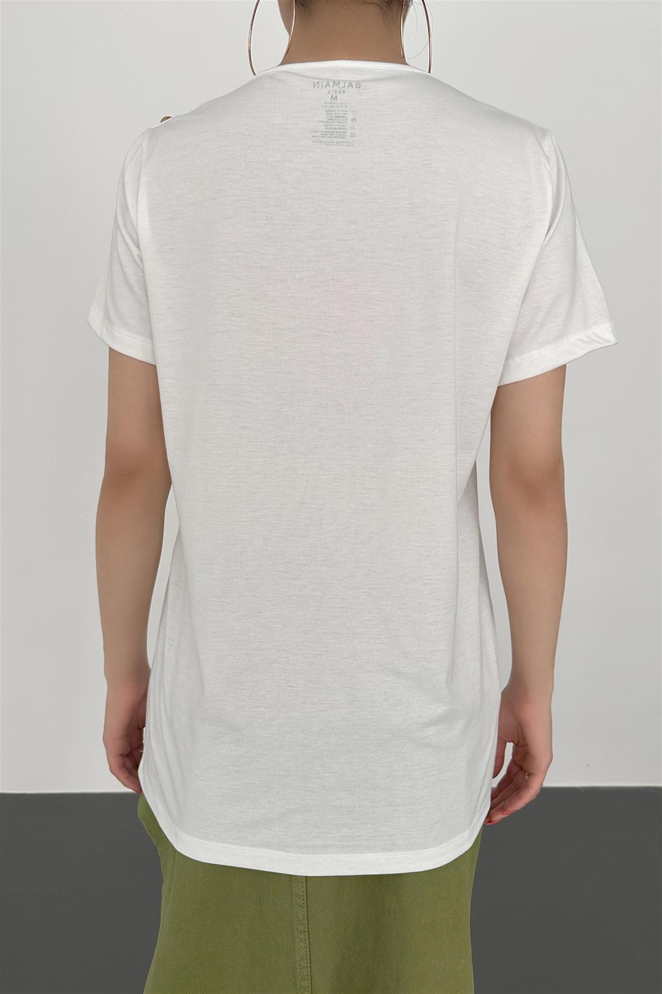 Balmain Paris Baskılı T-Shirt - Beyaz