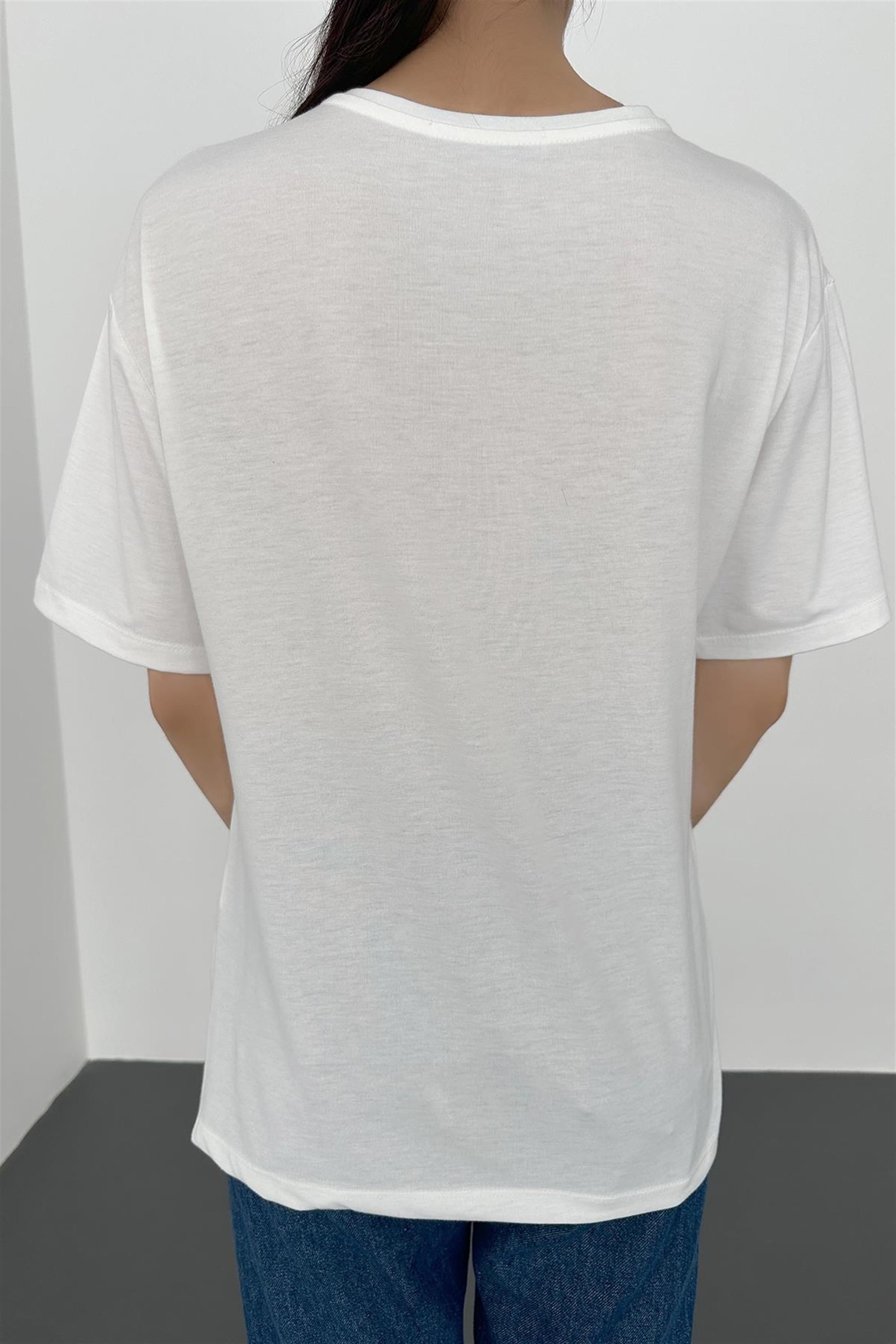 Fashion Is Art Baskılı T-Shirt - Sax