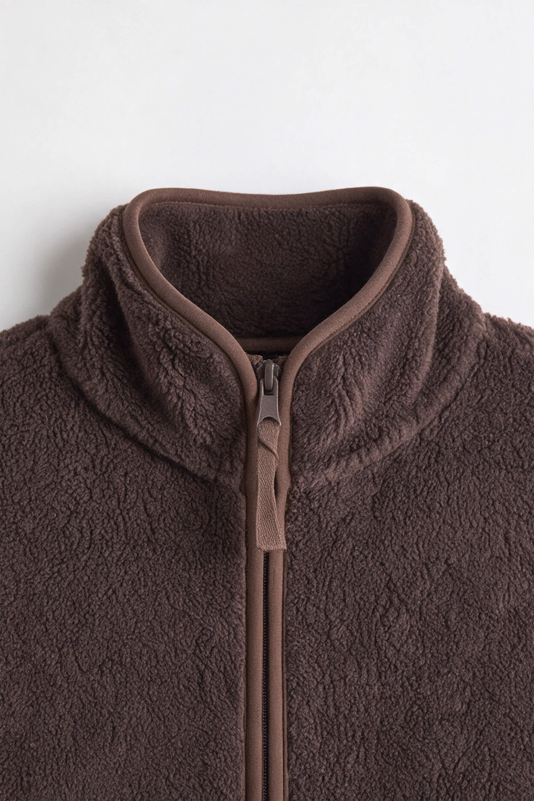 Acı Kahve Fermuarlı Oversize Peluş Sweatshirt