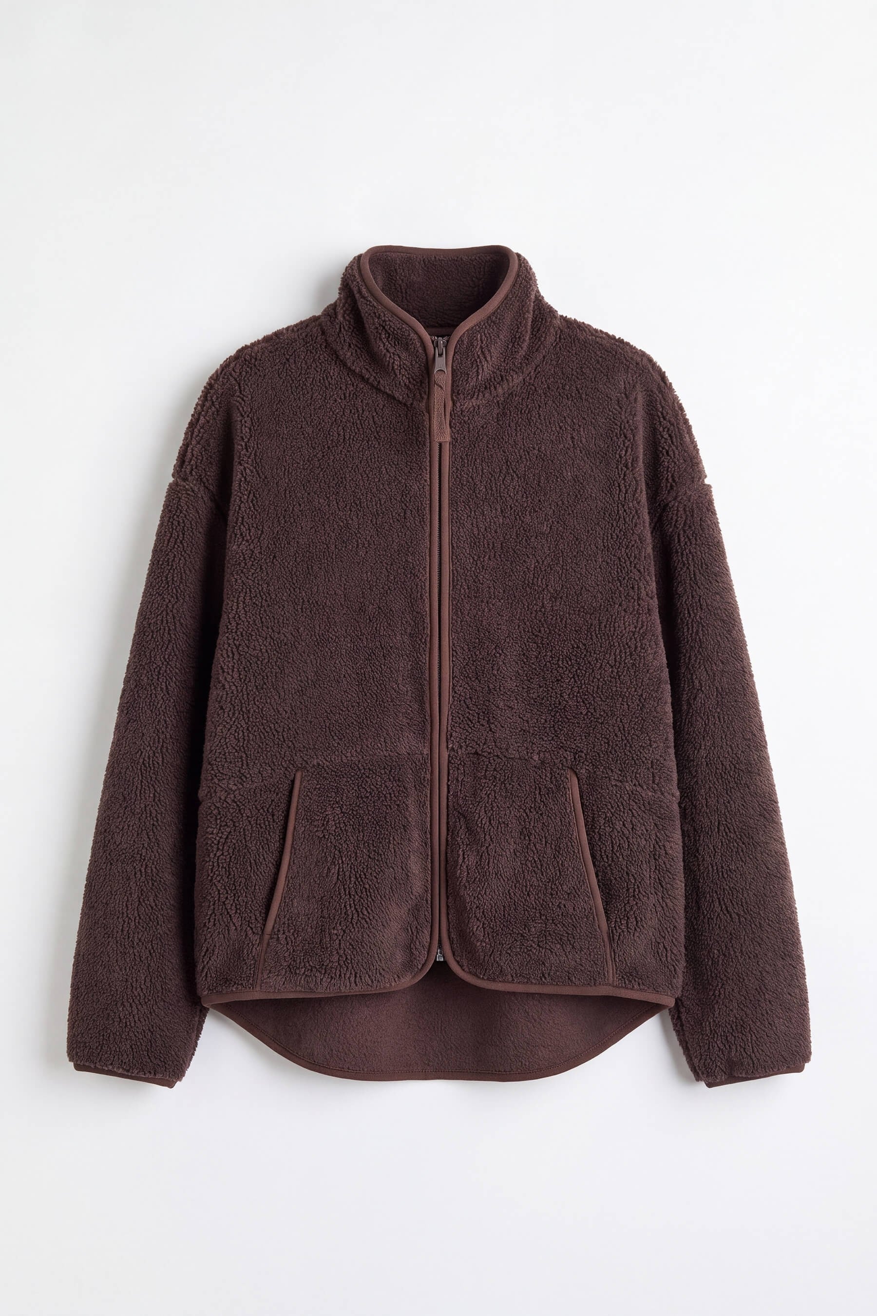 Acı Kahve Fermuarlı Oversize Peluş Sweatshirt