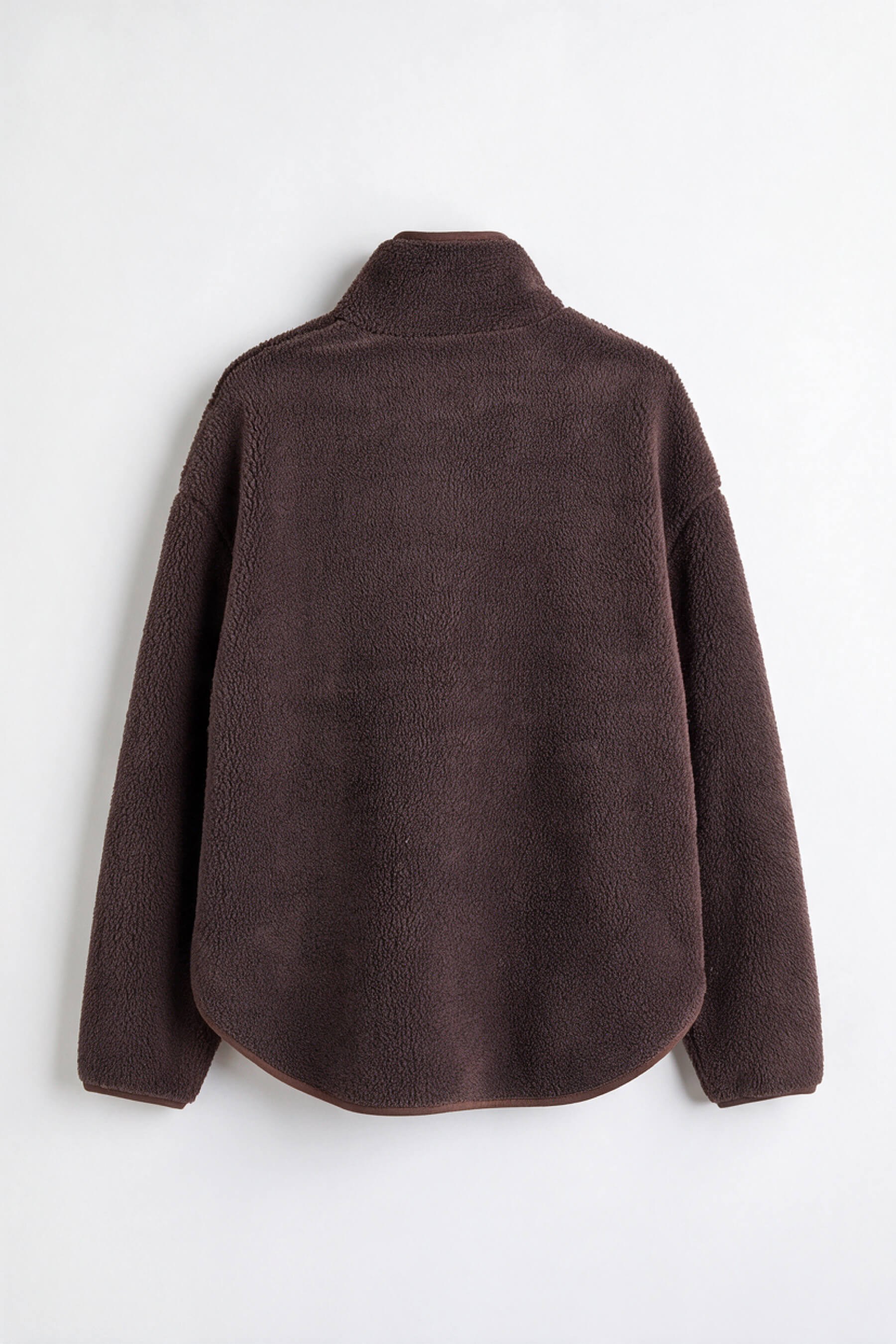 Acı Kahve Fermuarlı Oversize Peluş Sweatshirt