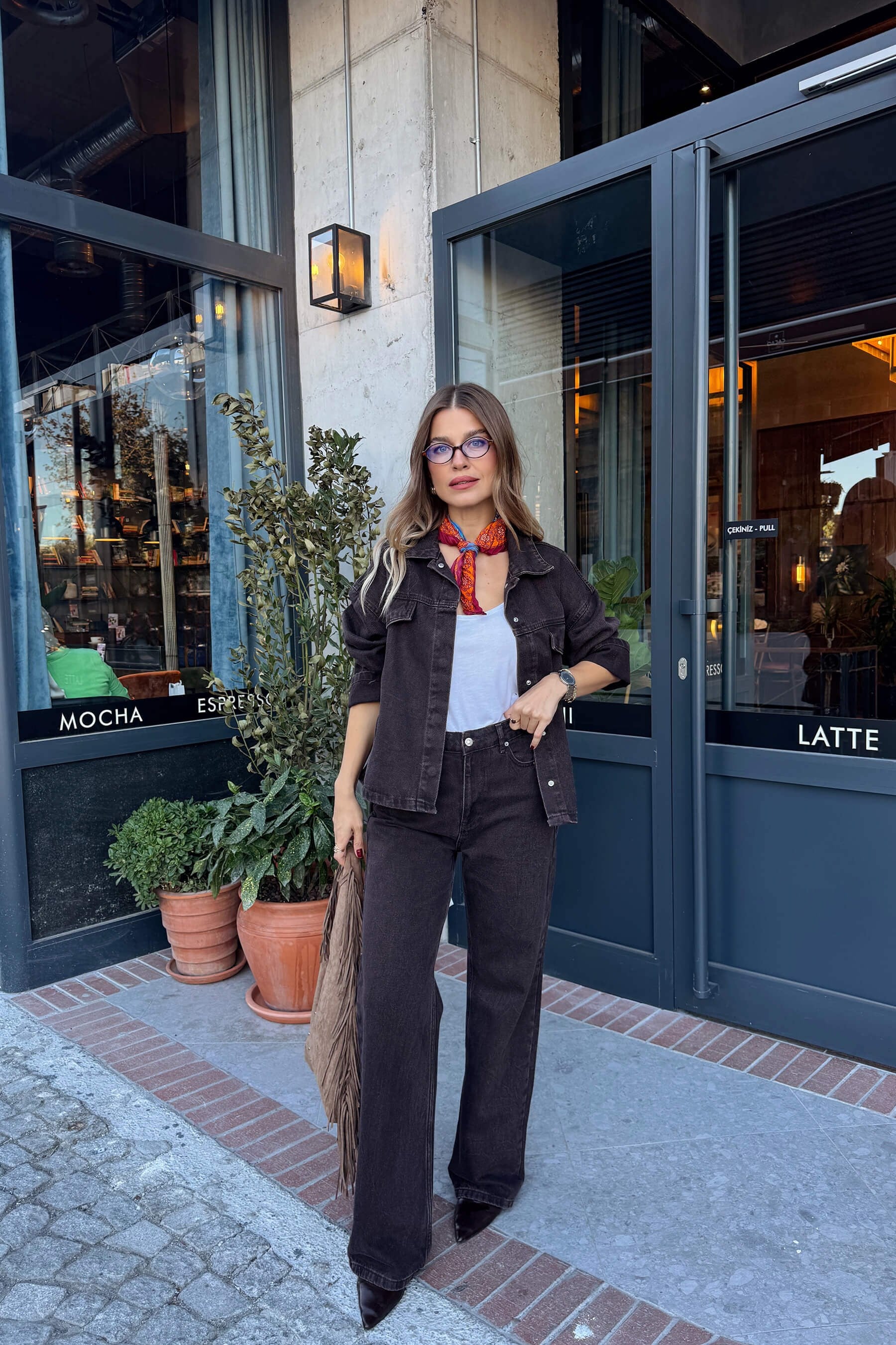 Acı Kahve Yıkama Ceket Pantolon Denim Takım