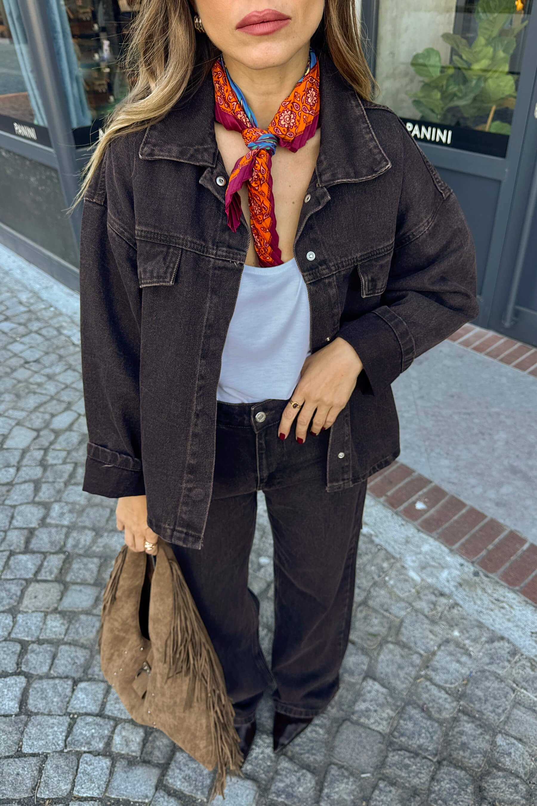 Acı Kahve Yıkama Ceket Pantolon Denim Takım