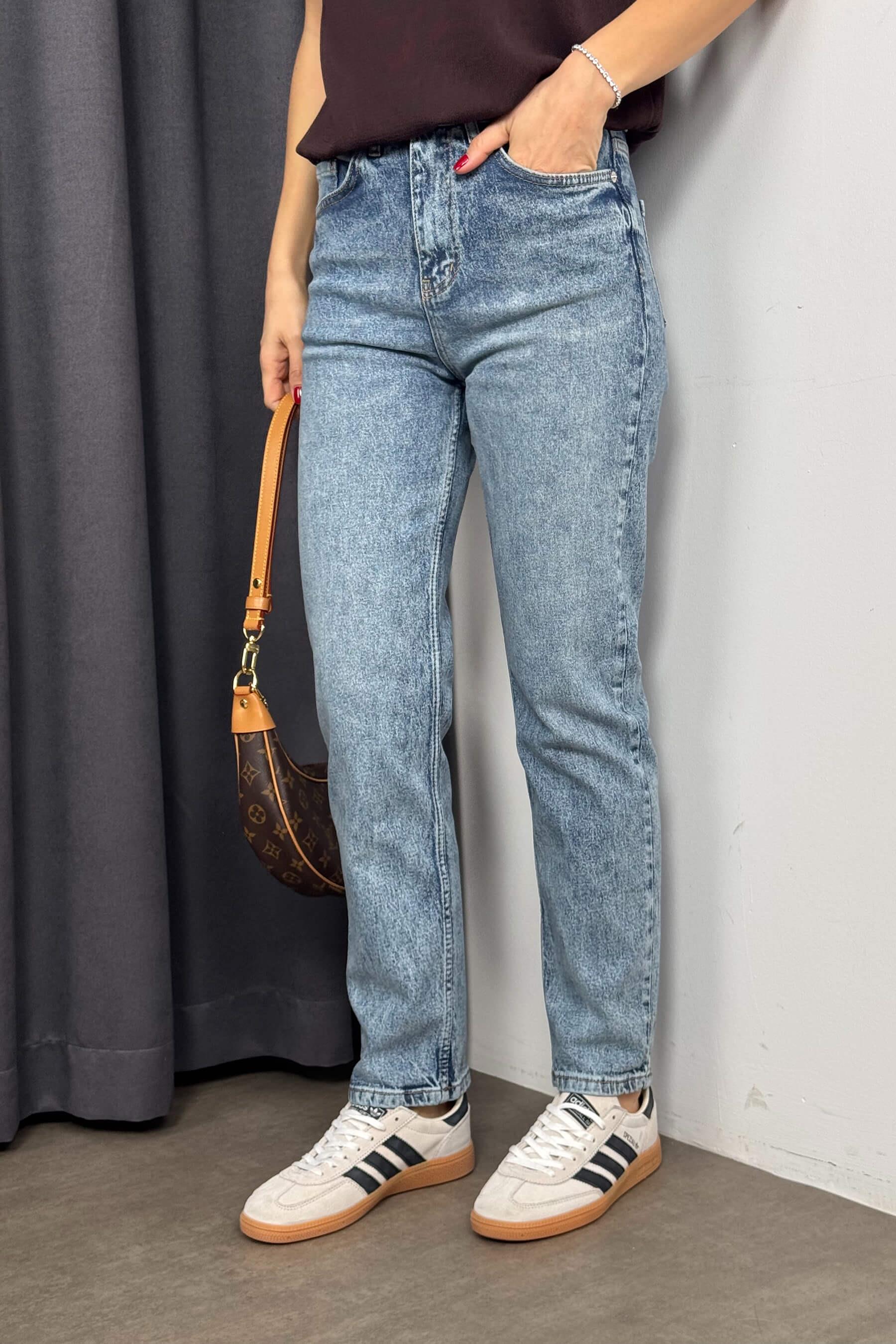 Açık Mavi Yıkamalı Yüksek Bel Skinny Jean