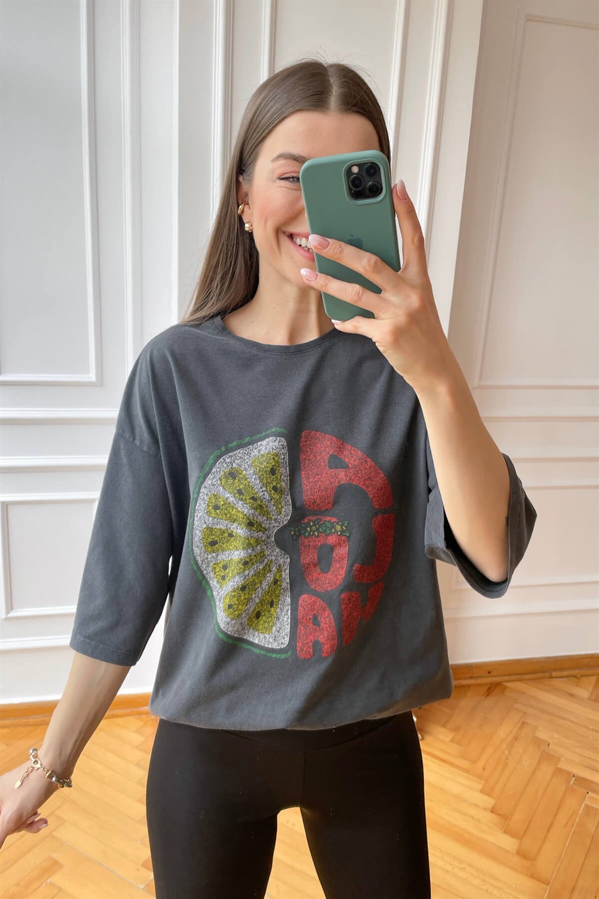 Aloha Baskı Yıkama T-Shirt