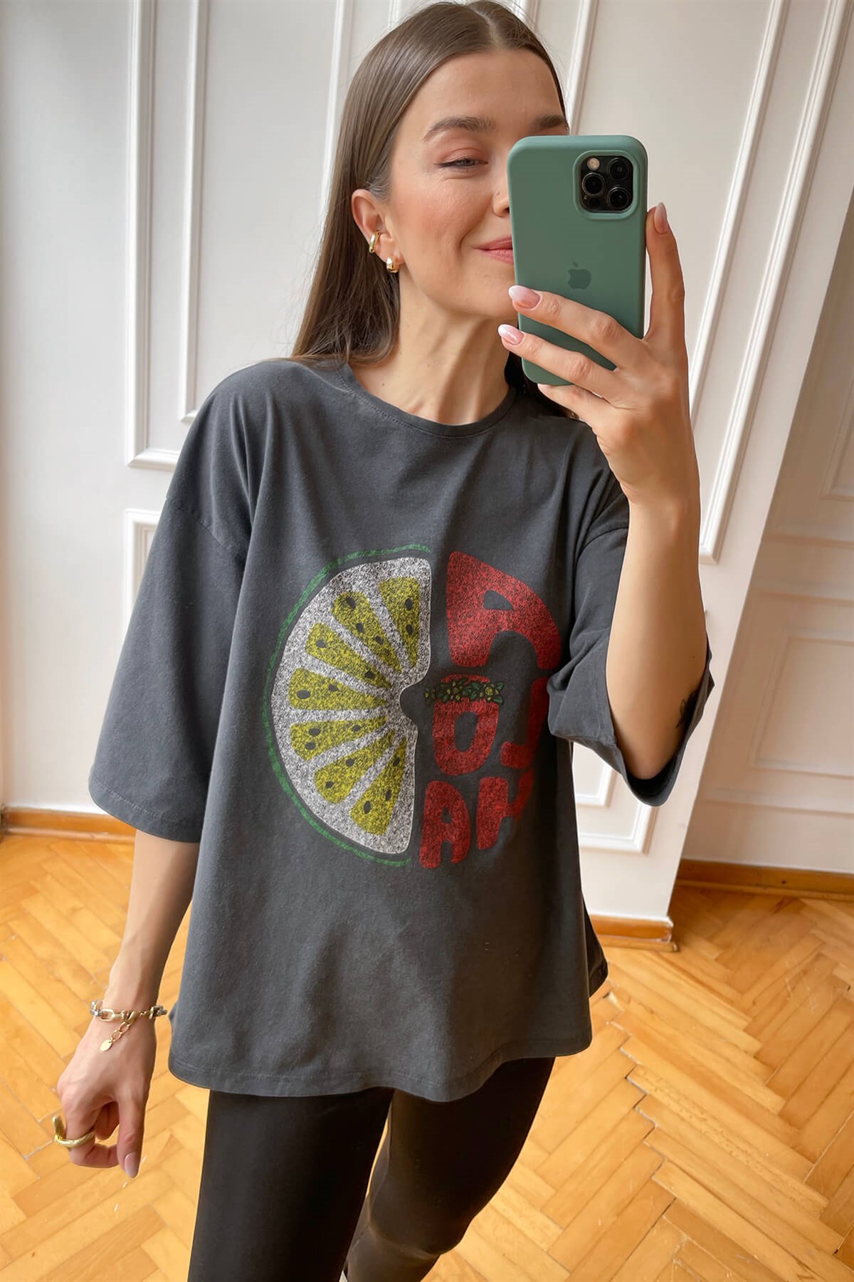 Aloha Baskı Yıkama T-Shirt