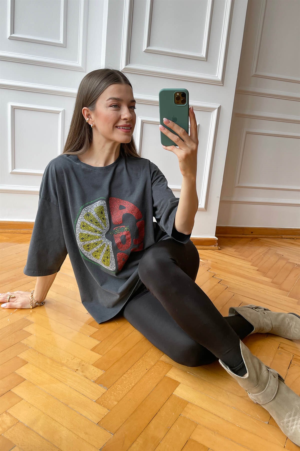 Aloha Baskı Yıkama T-Shirt