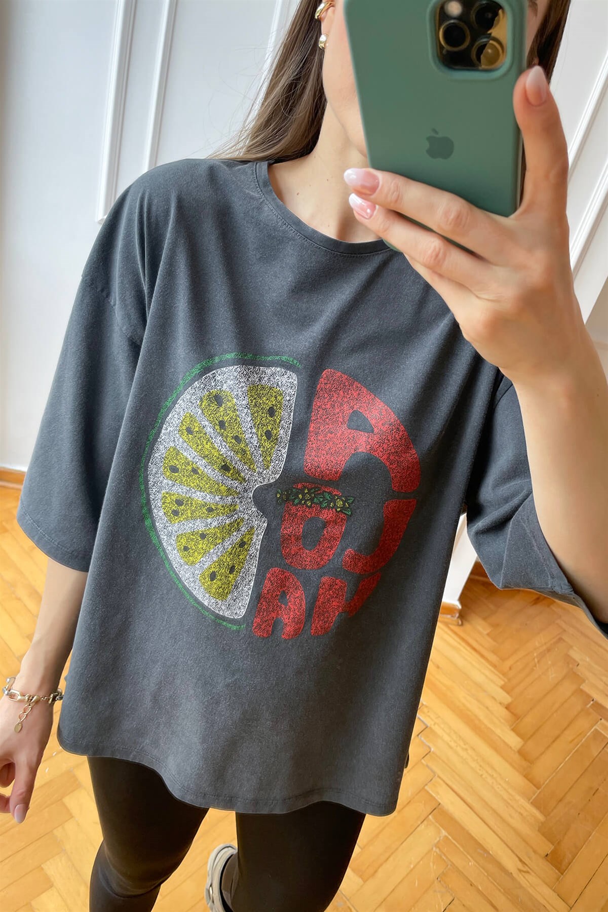 Aloha Baskı Yıkama T-Shirt