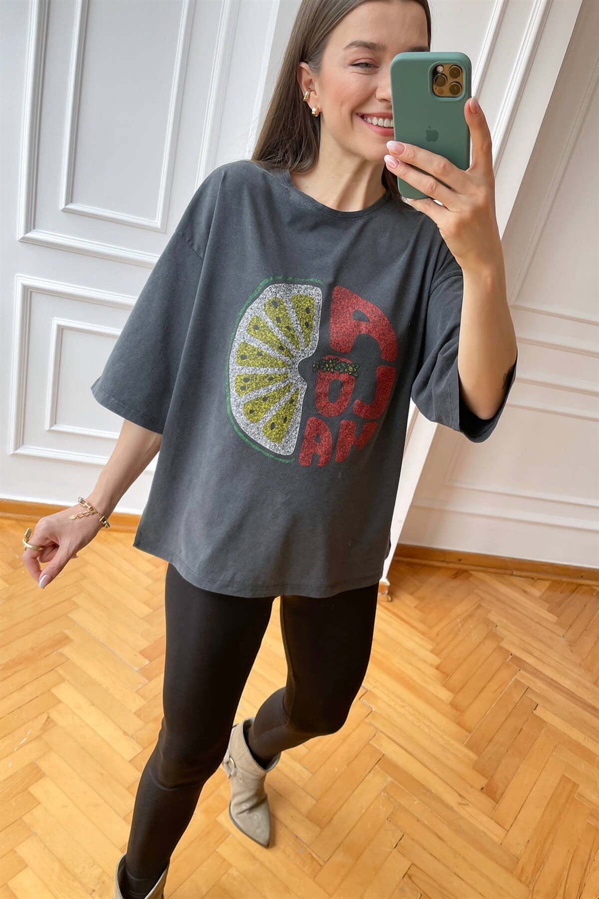 Aloha Baskı Yıkama T-Shirt