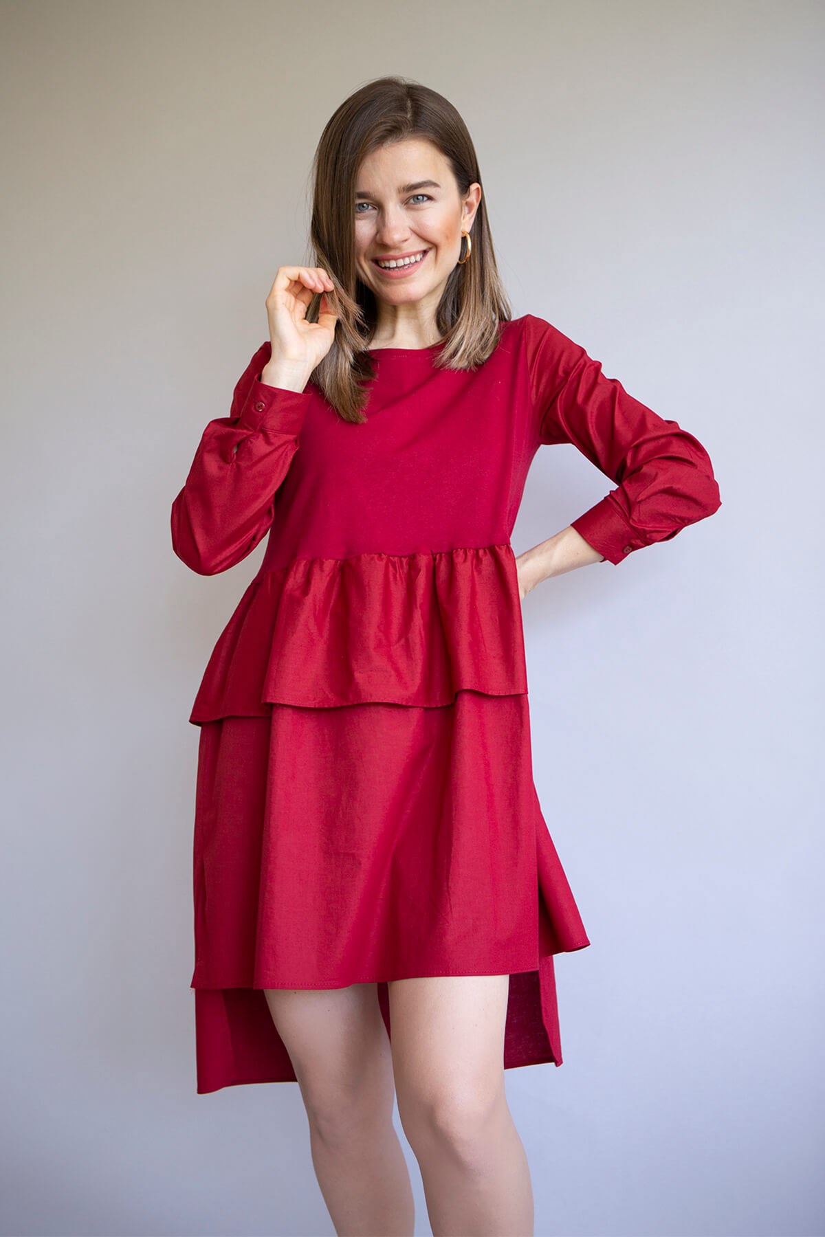 Altı Poplin Fırfırlı Elbise