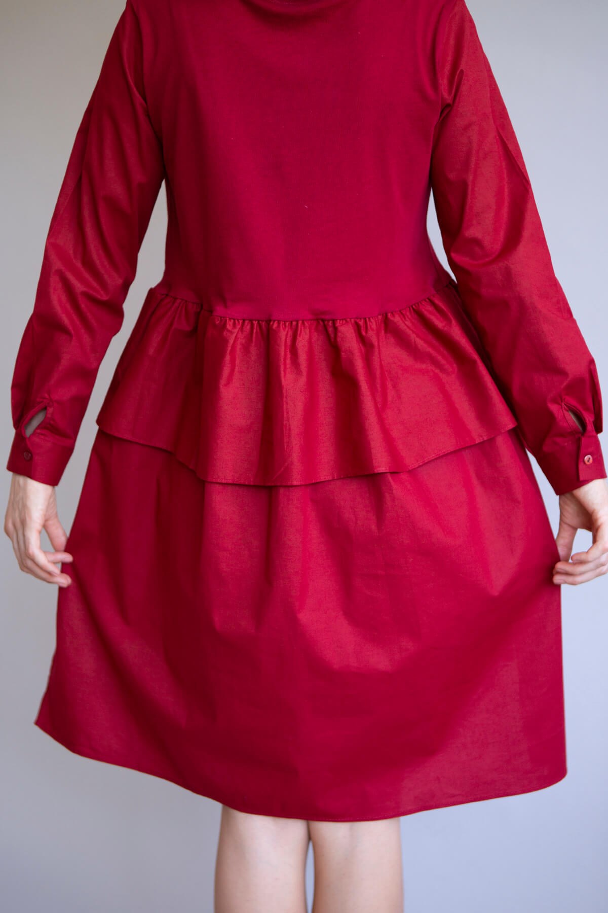 Altı Poplin Fırfırlı Elbise