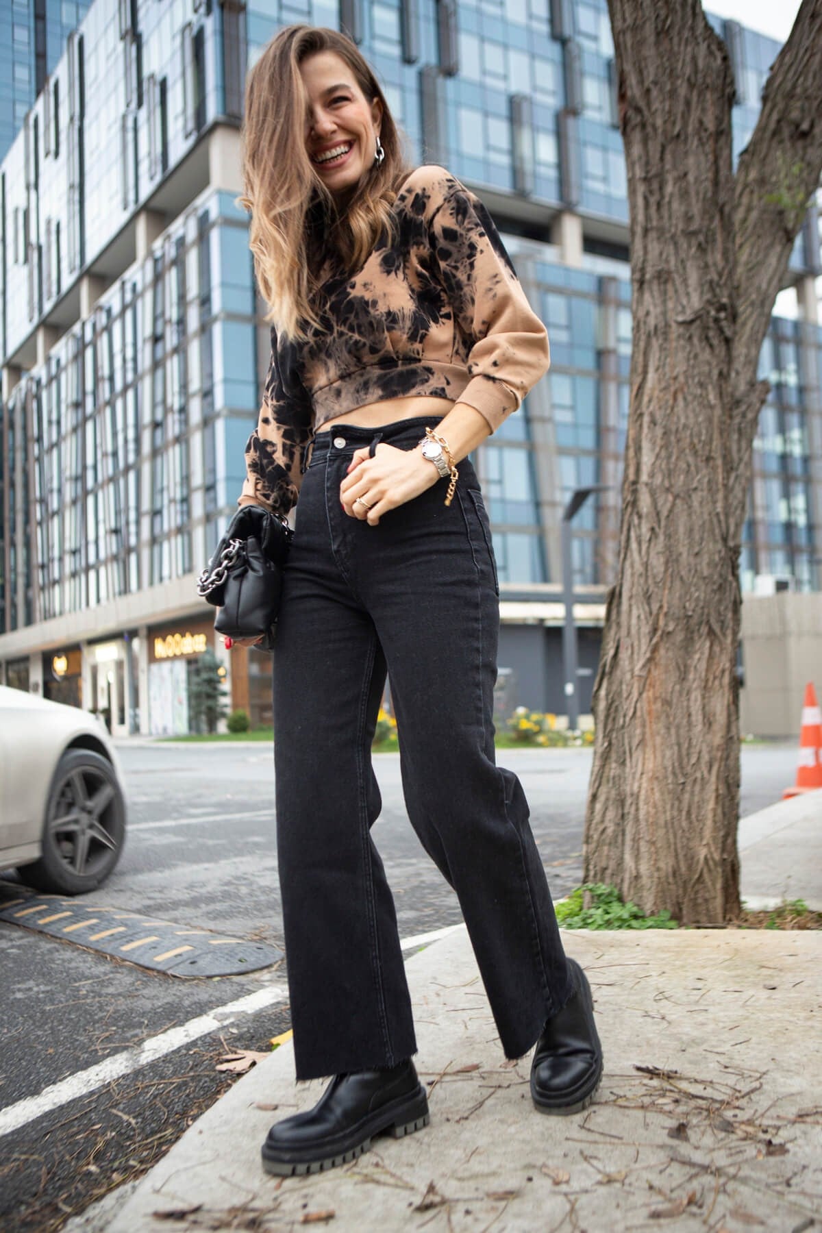 Batik Crop Sweatshirt