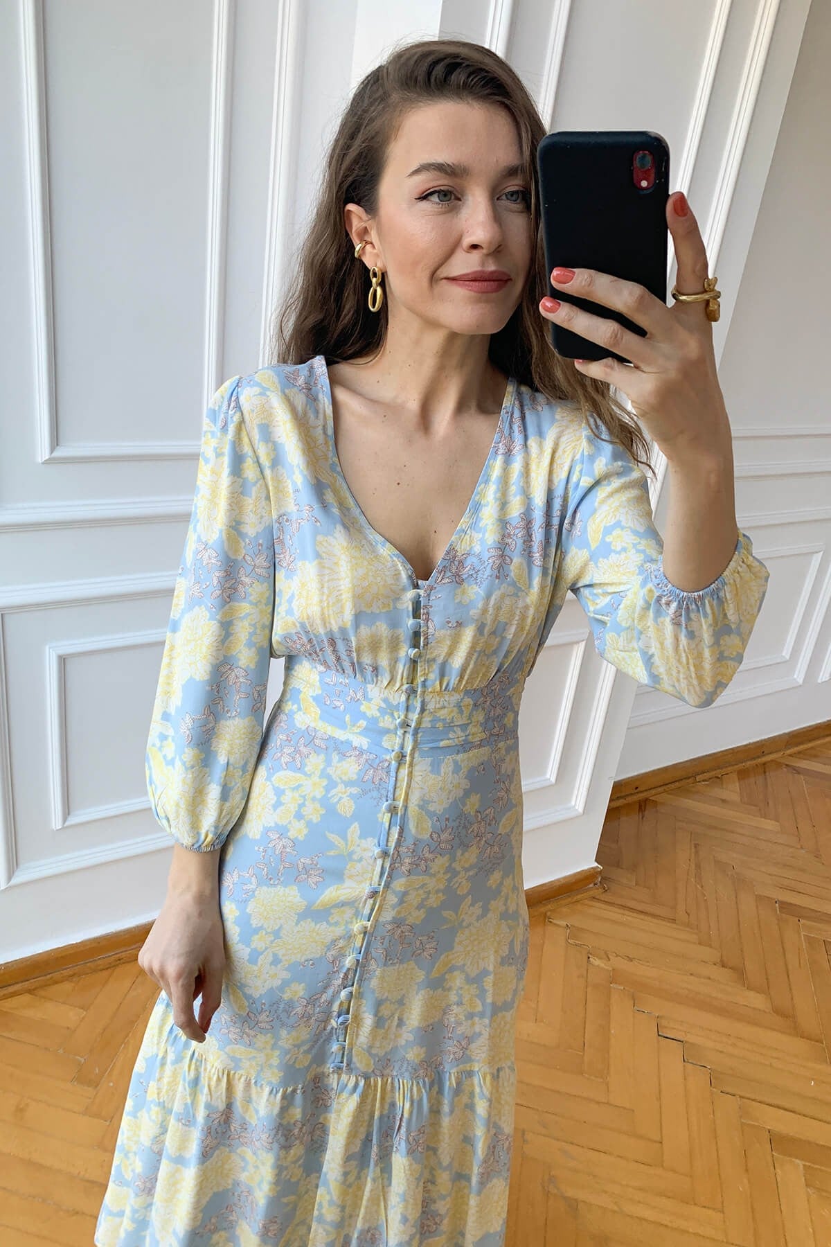 Bebe Mavisi Çiçekli Elbise