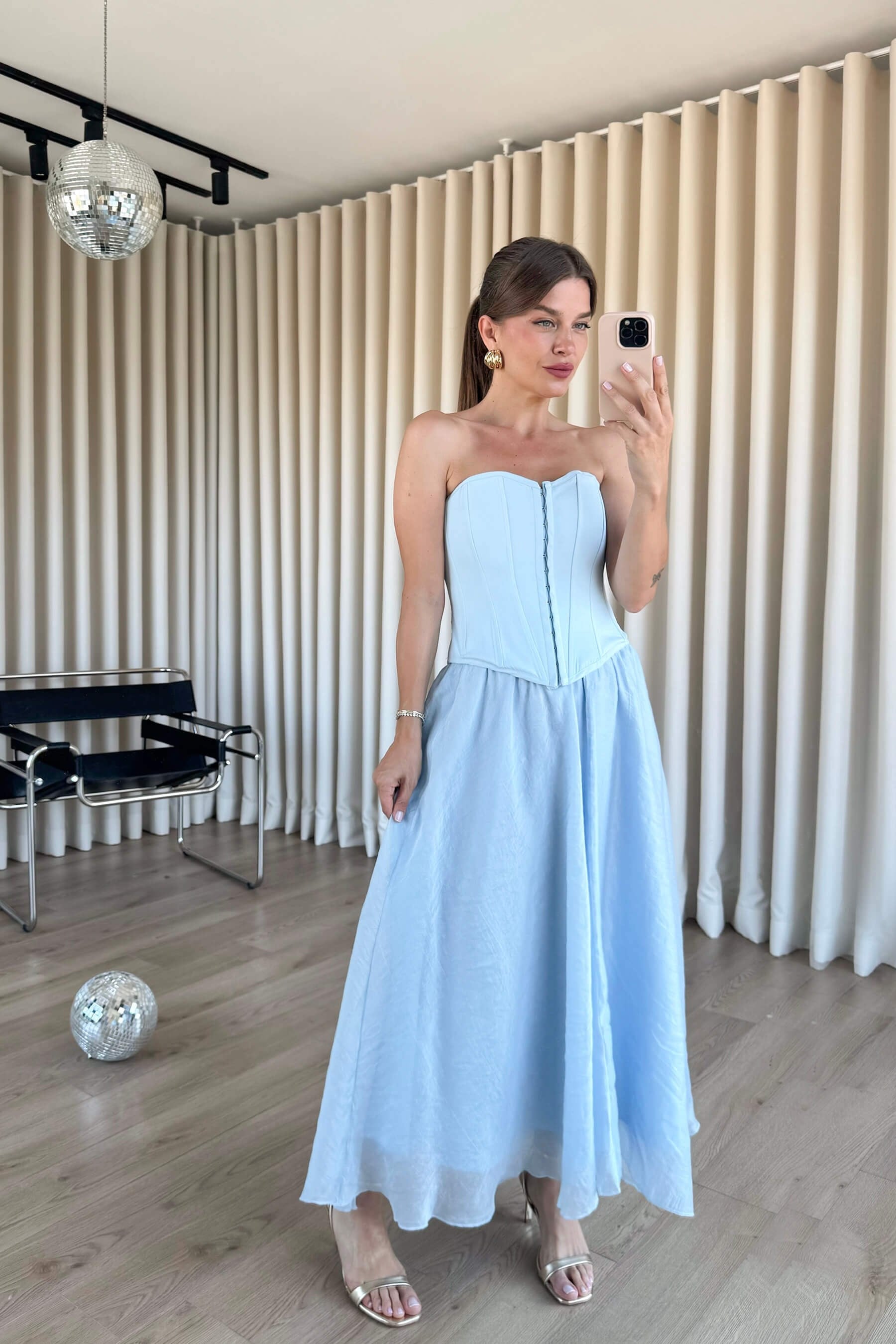 Bebe Mavisi Korse Bağlamalı Büstiyer
